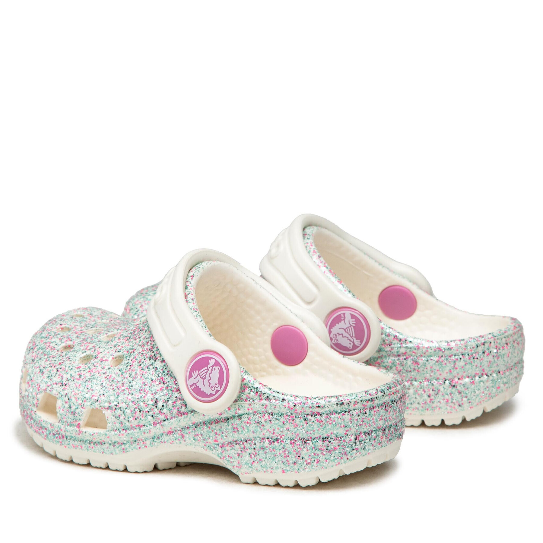 Crocs Natikači Classic Glitter Clog K 205441 Srebrna - Pepit.si