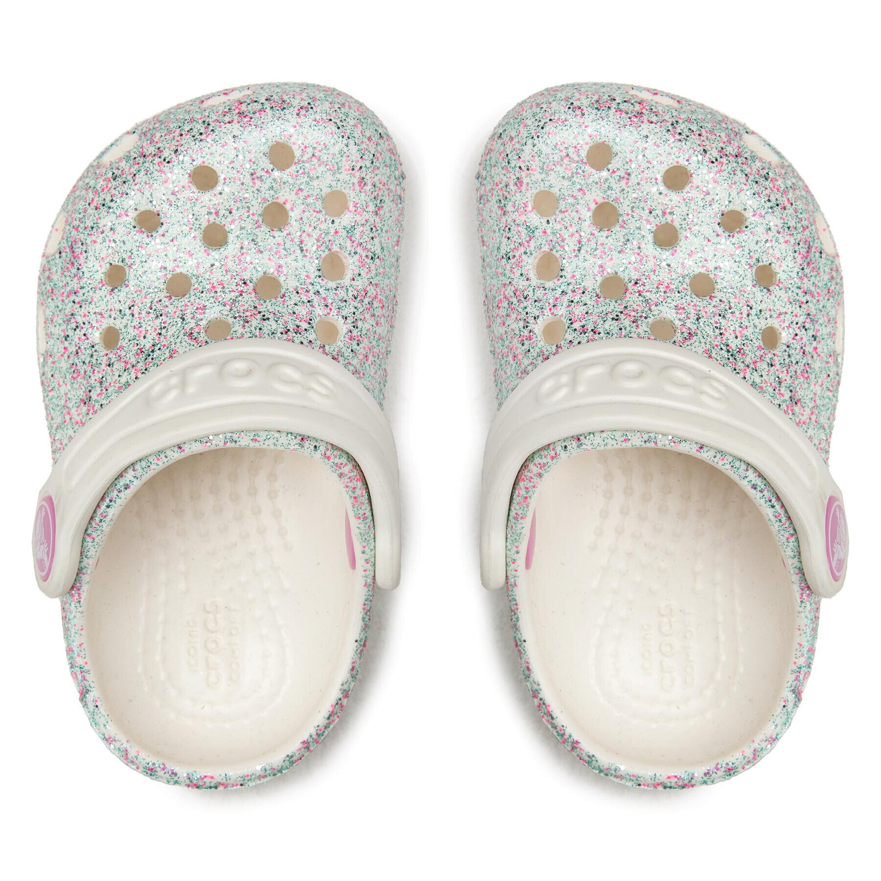 Crocs Natikači Classic Glitter Clog K 205441 Srebrna - Pepit.si