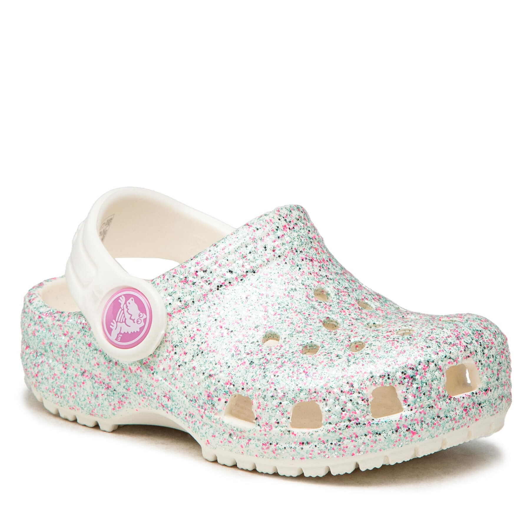 Crocs Natikači Classic Glitter Clog K 205441 Srebrna - Pepit.si