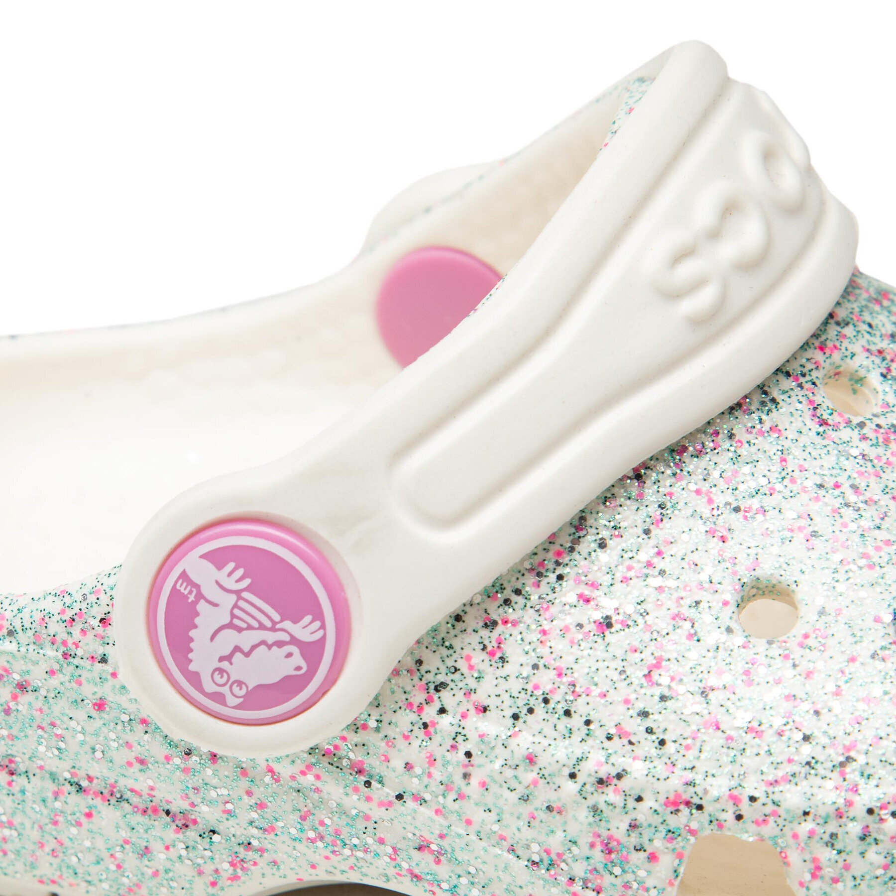 Crocs Natikači Classic Glitter Clog K 205441 Srebrna - Pepit.si