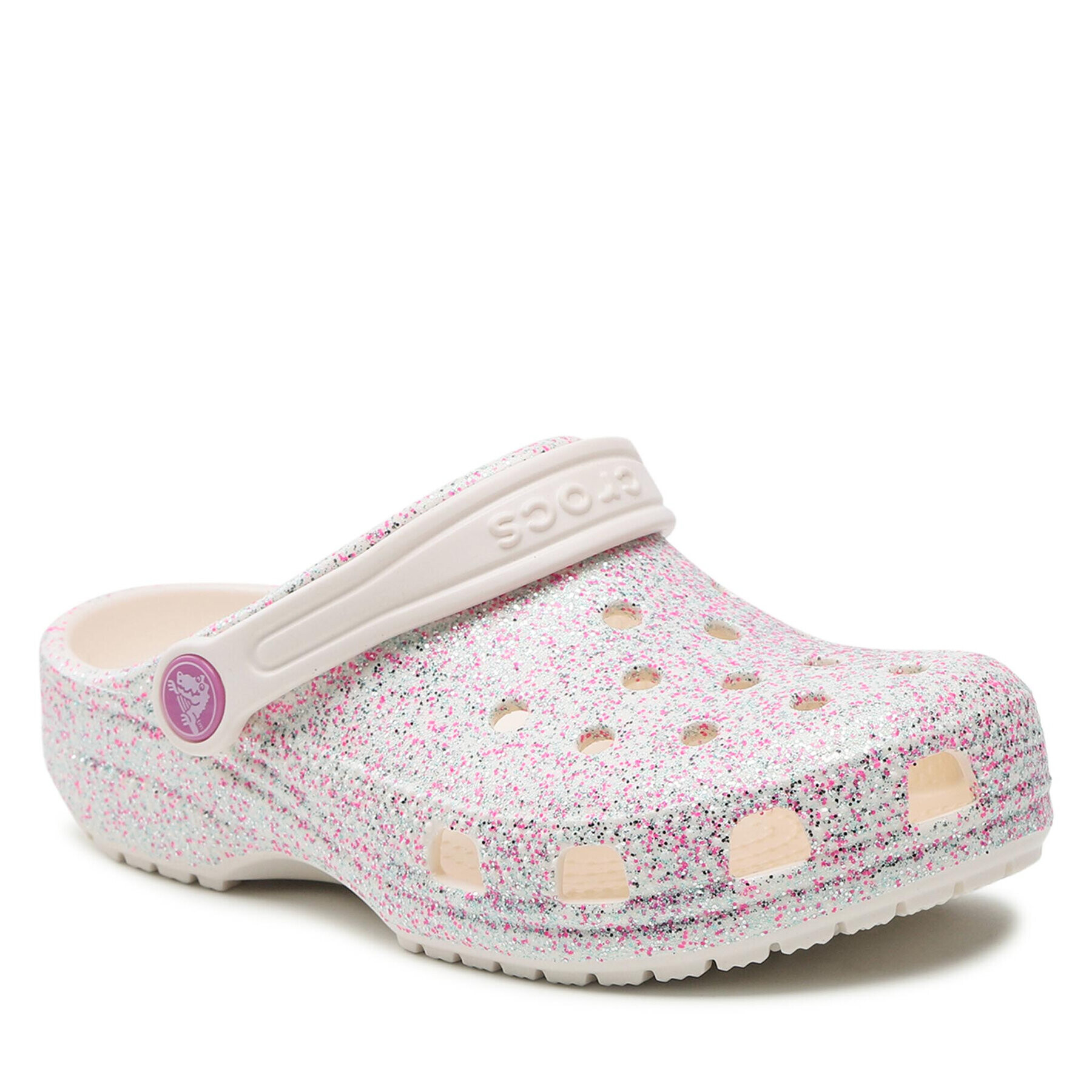 Crocs Natikači Classic Glitter Clog K 206993 Bela - Pepit.si