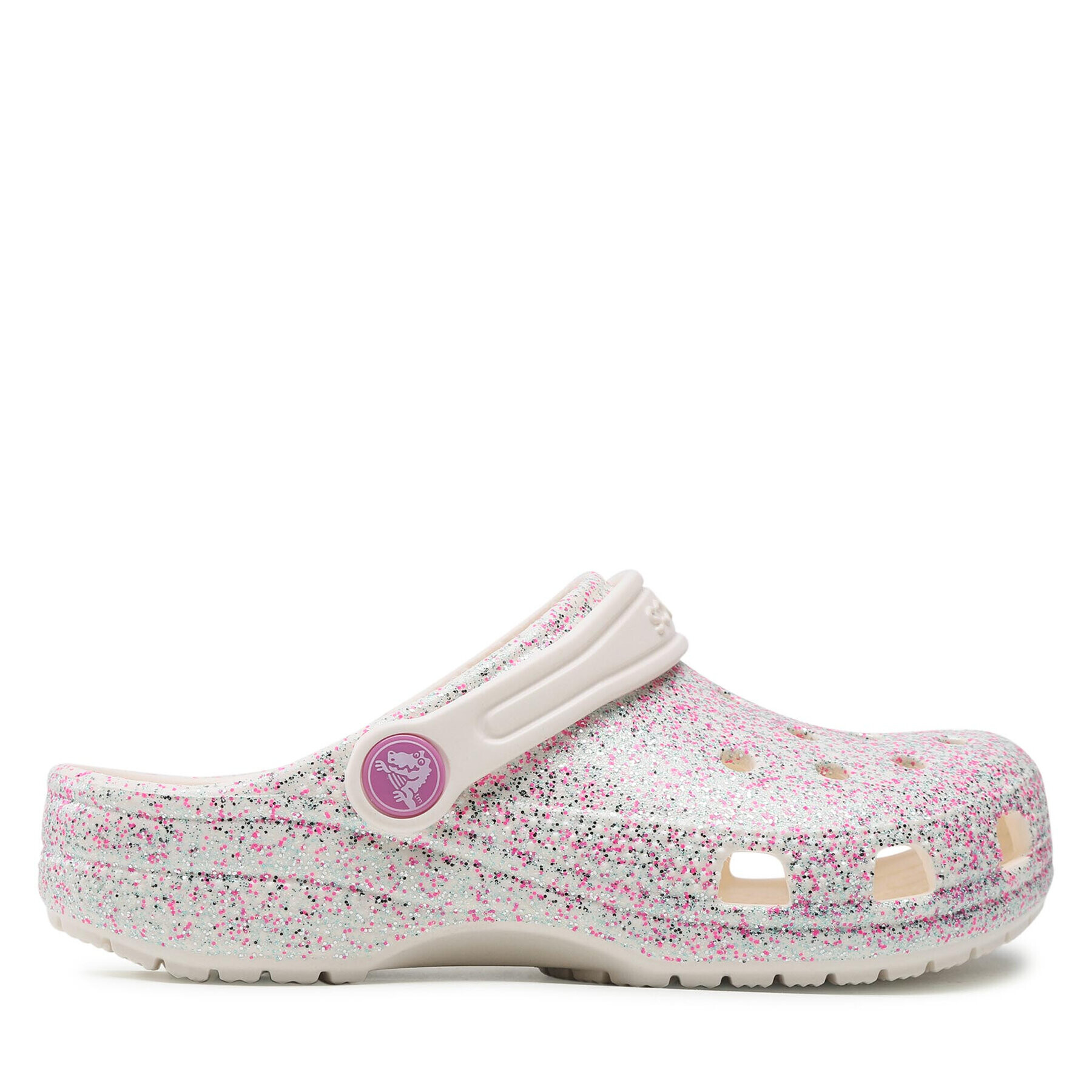 Crocs Natikači Classic Glitter Clog K 206993 Bela - Pepit.si