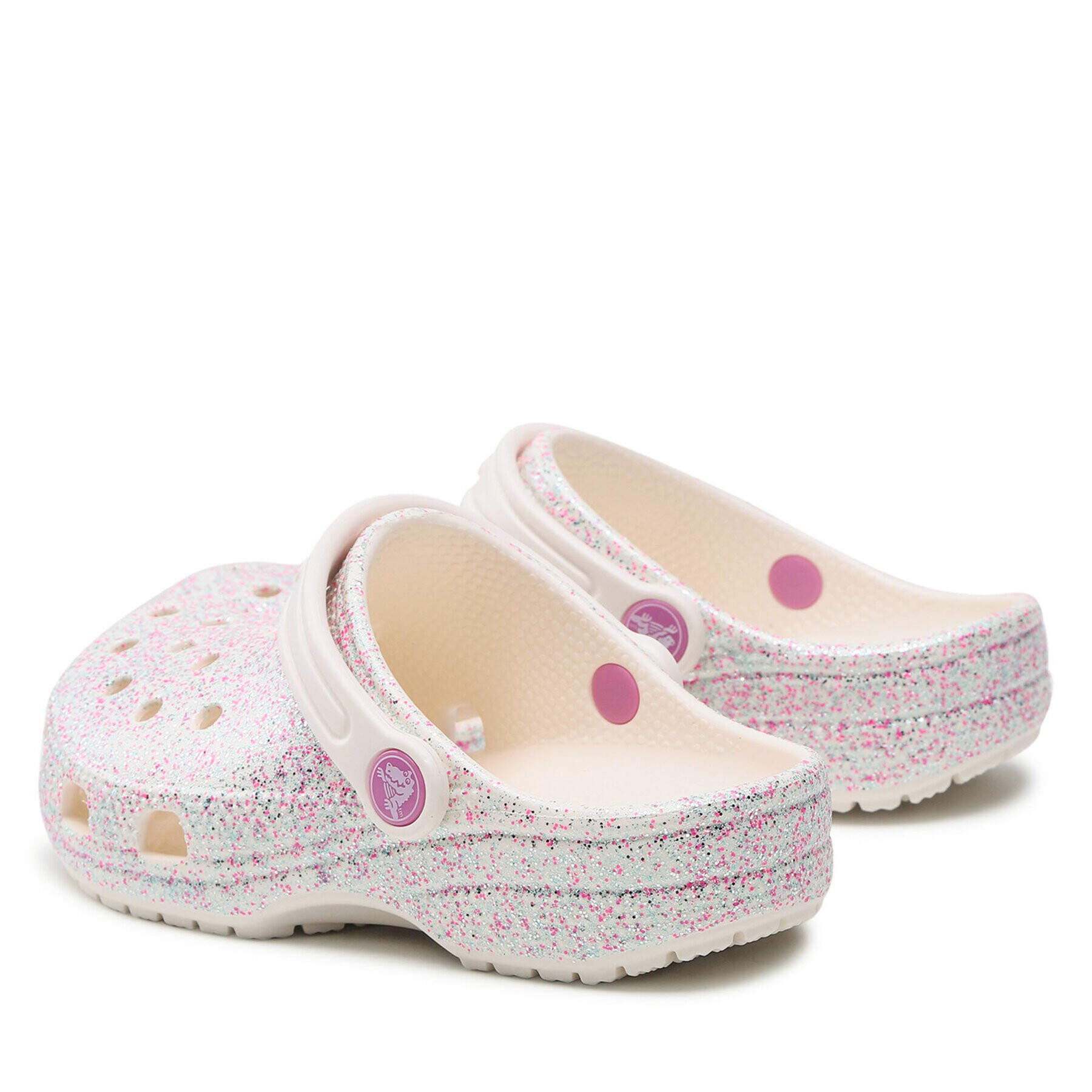 Crocs Natikači Classic Glitter Clog K 206993 Bela - Pepit.si