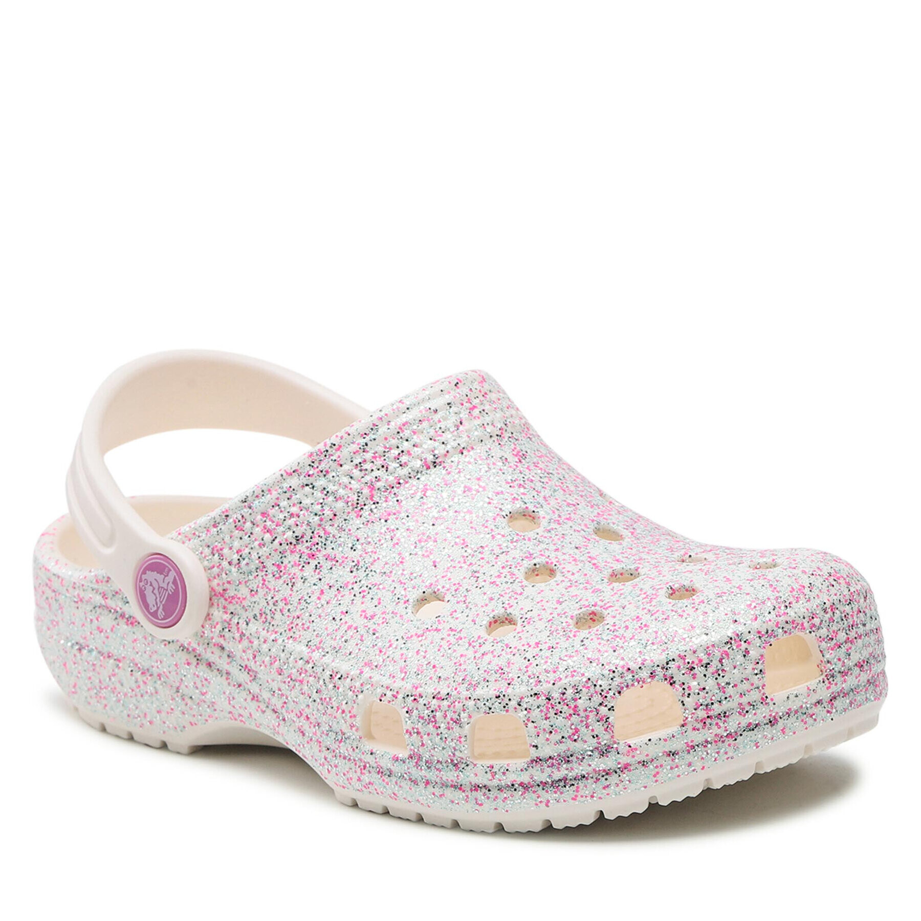 Crocs Natikači Classic Glitter Clog K 206993 Bela - Pepit.si