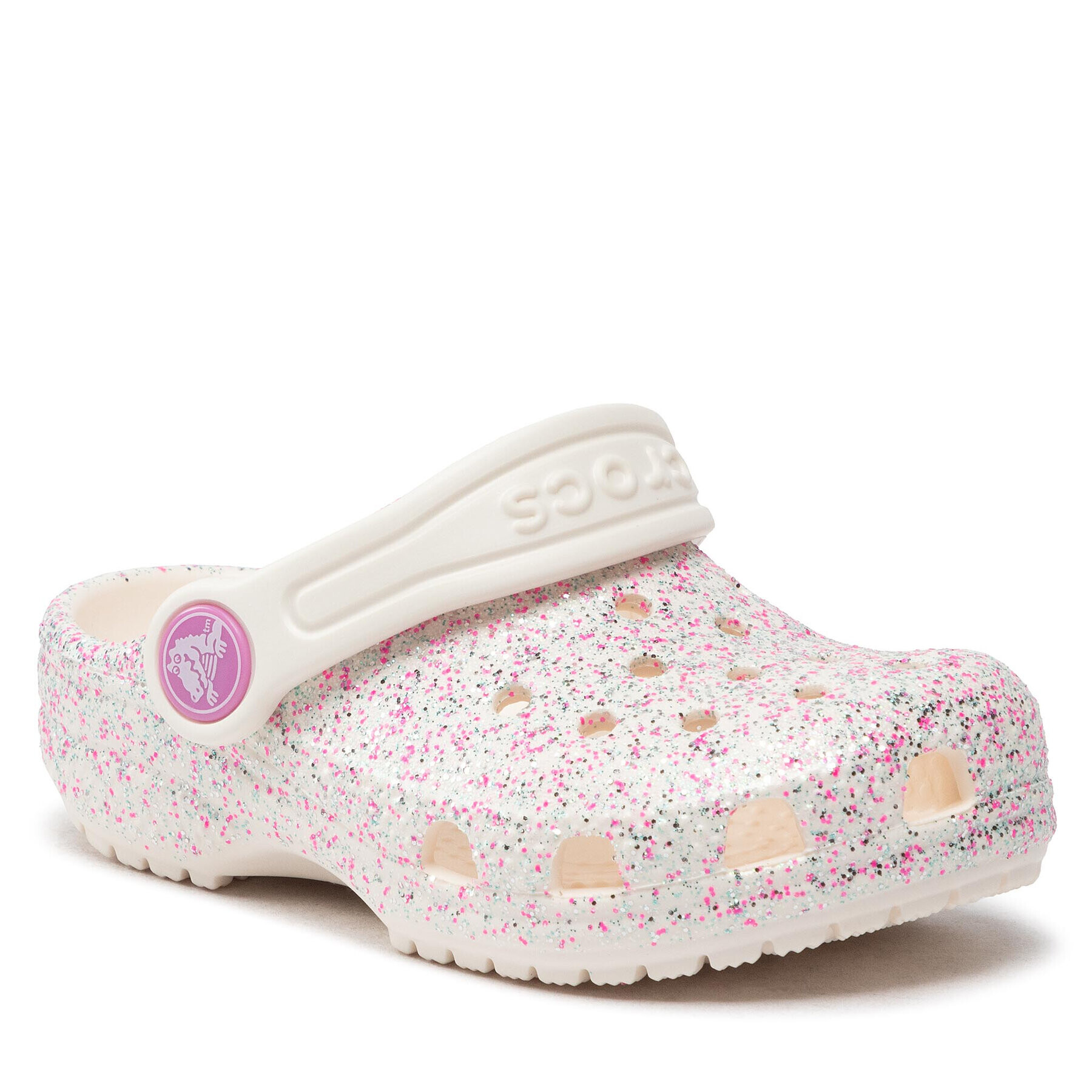 Crocs Natikači Classic Glitter Clog T 206992 Bela - Pepit.si