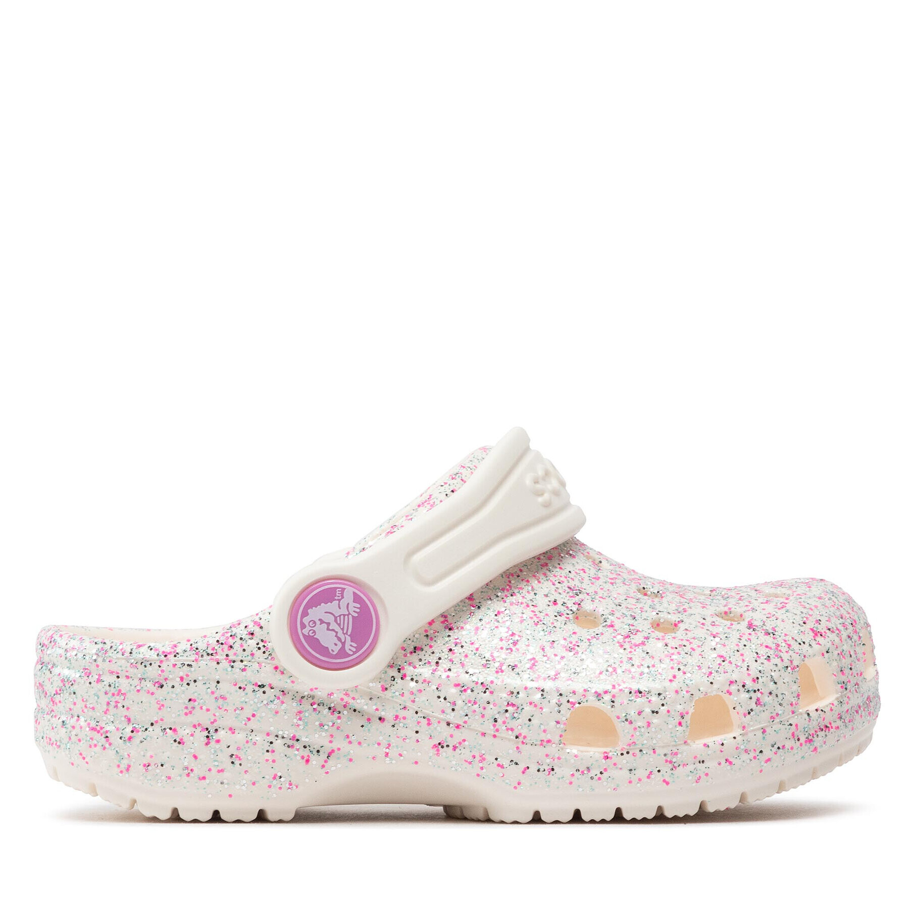 Crocs Natikači Classic Glitter Clog T 206992 Bela - Pepit.si