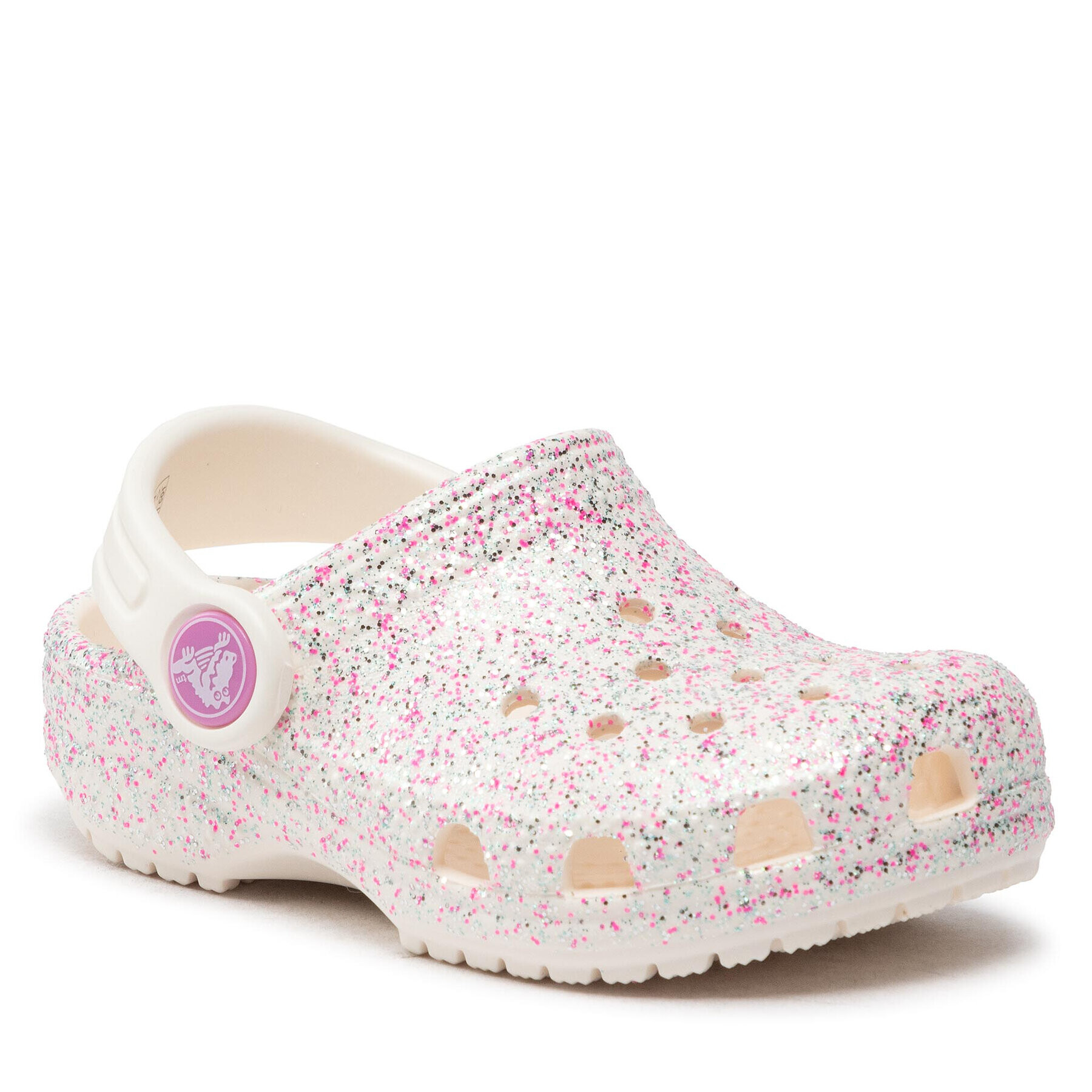 Crocs Natikači Classic Glitter Clog T 206992 Bela - Pepit.si