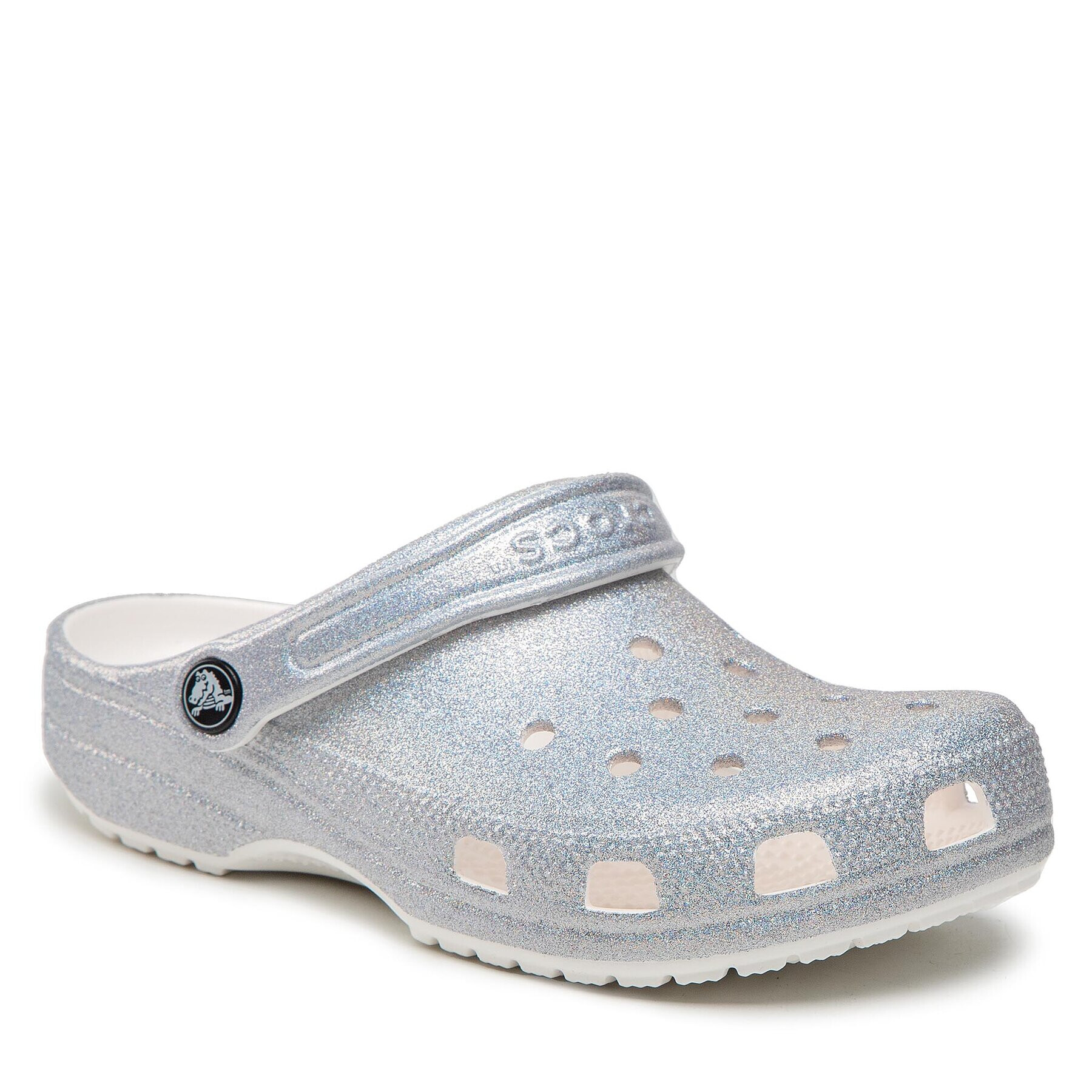 Crocs Natikači Classic Glitter II Clog 207551 Srebrna - Pepit.si