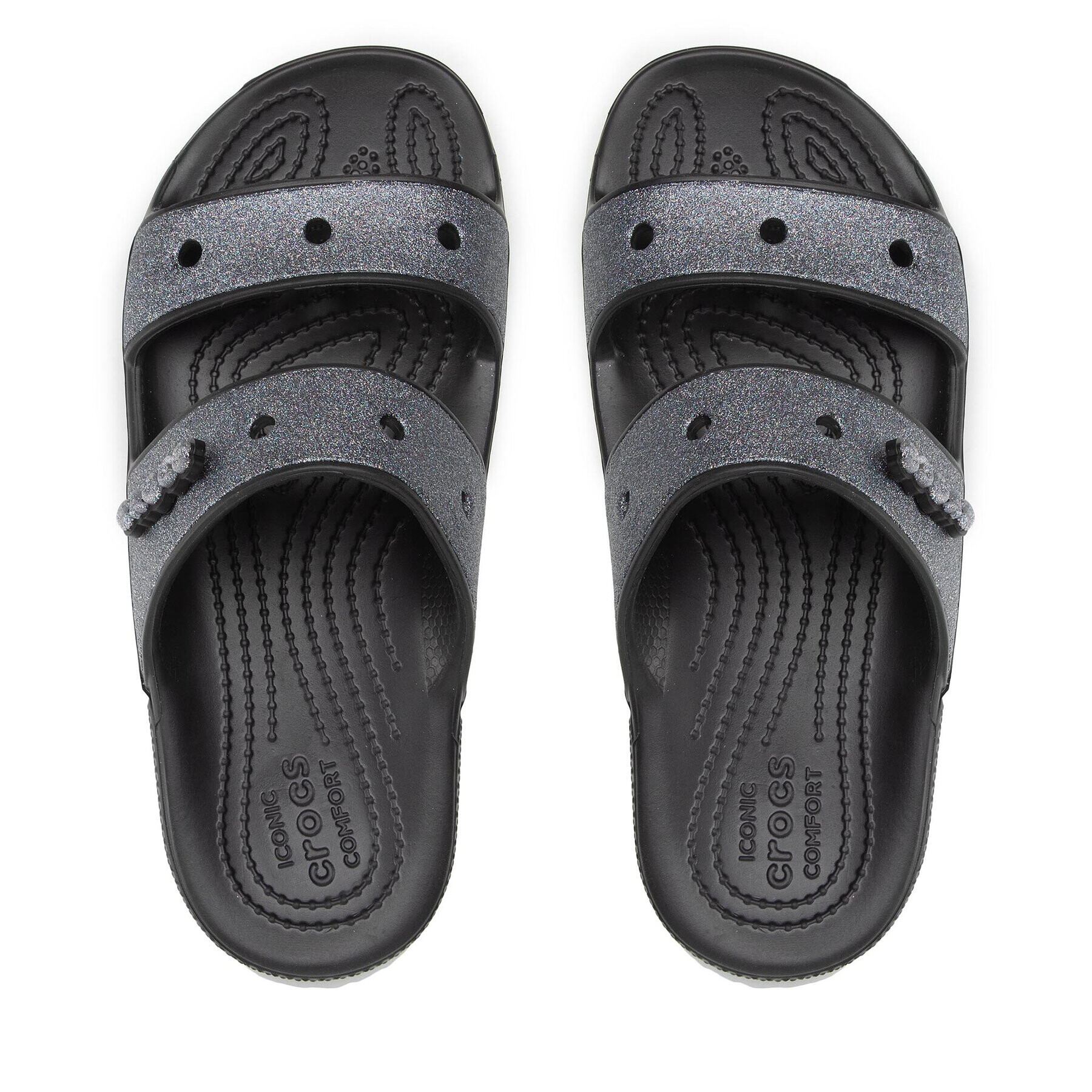 Crocs Natikači Classic Glitter II Sandal 207769 Črna - Pepit.si