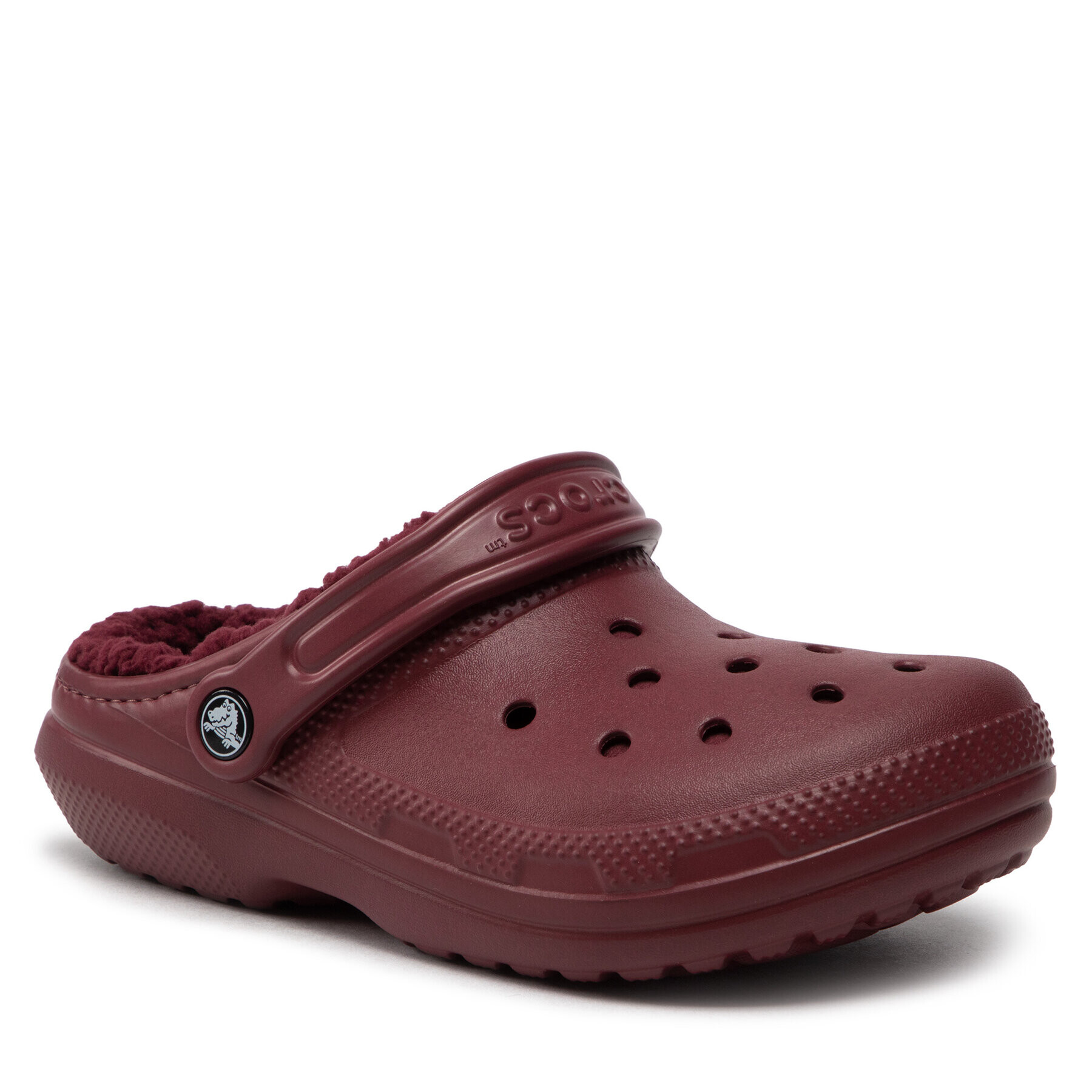 Crocs Natikači Classic Lined Clog 203591 Bordo rdeča - Pepit.si