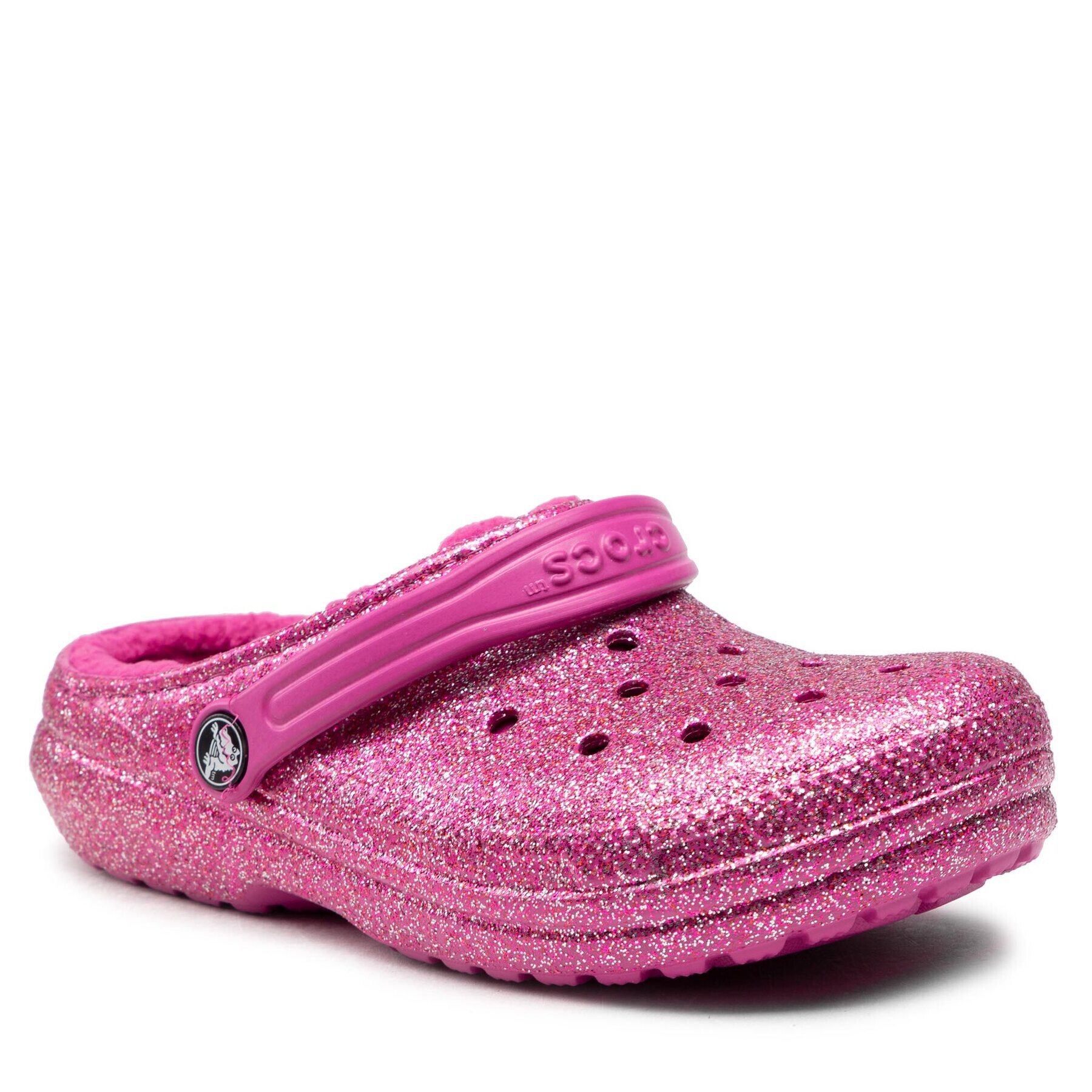 Crocs Natikači Classic Lined Glitter Clog K 207462 Roza - Pepit.si