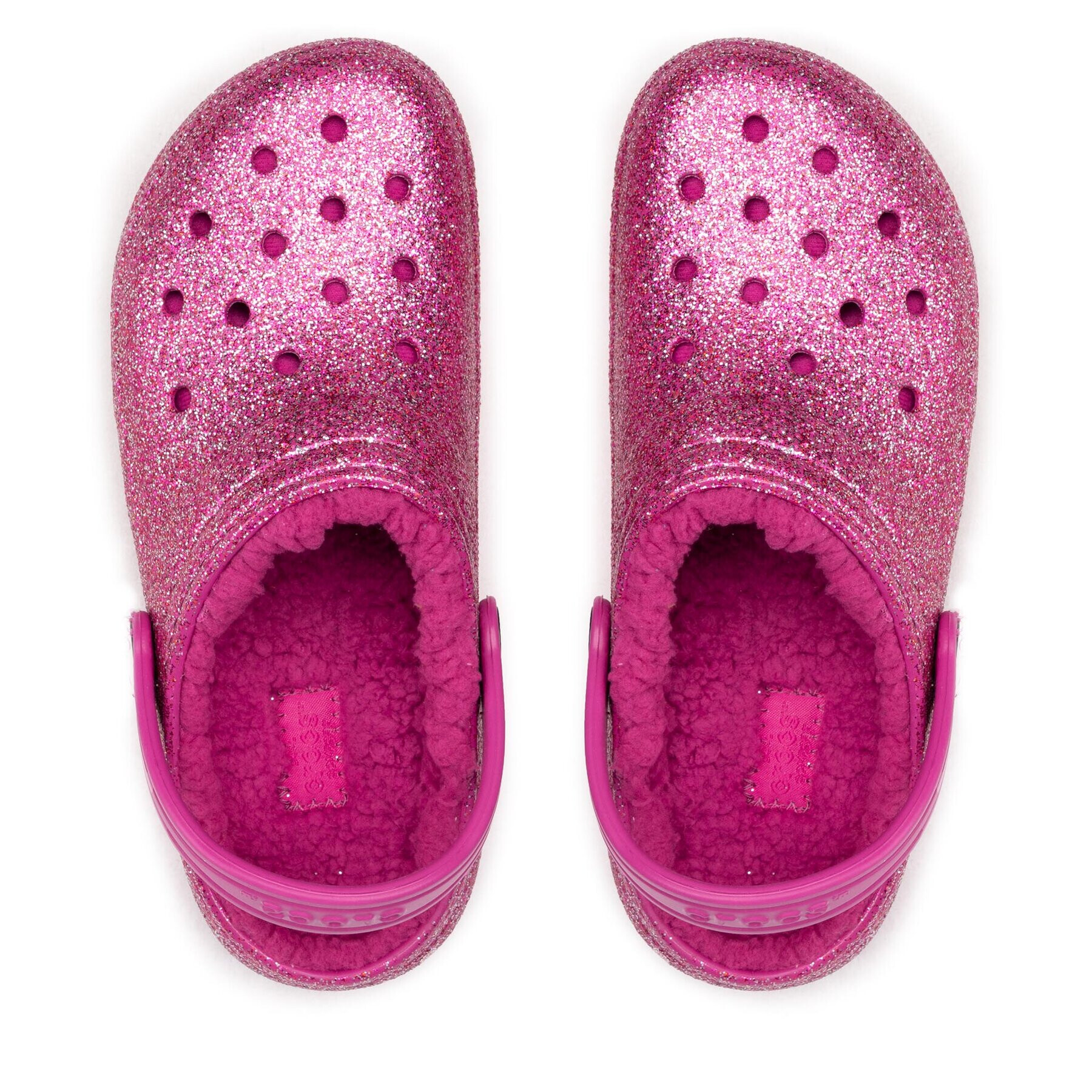 Crocs Natikači Classic Lined Glitter Clog K 207462 Roza - Pepit.si