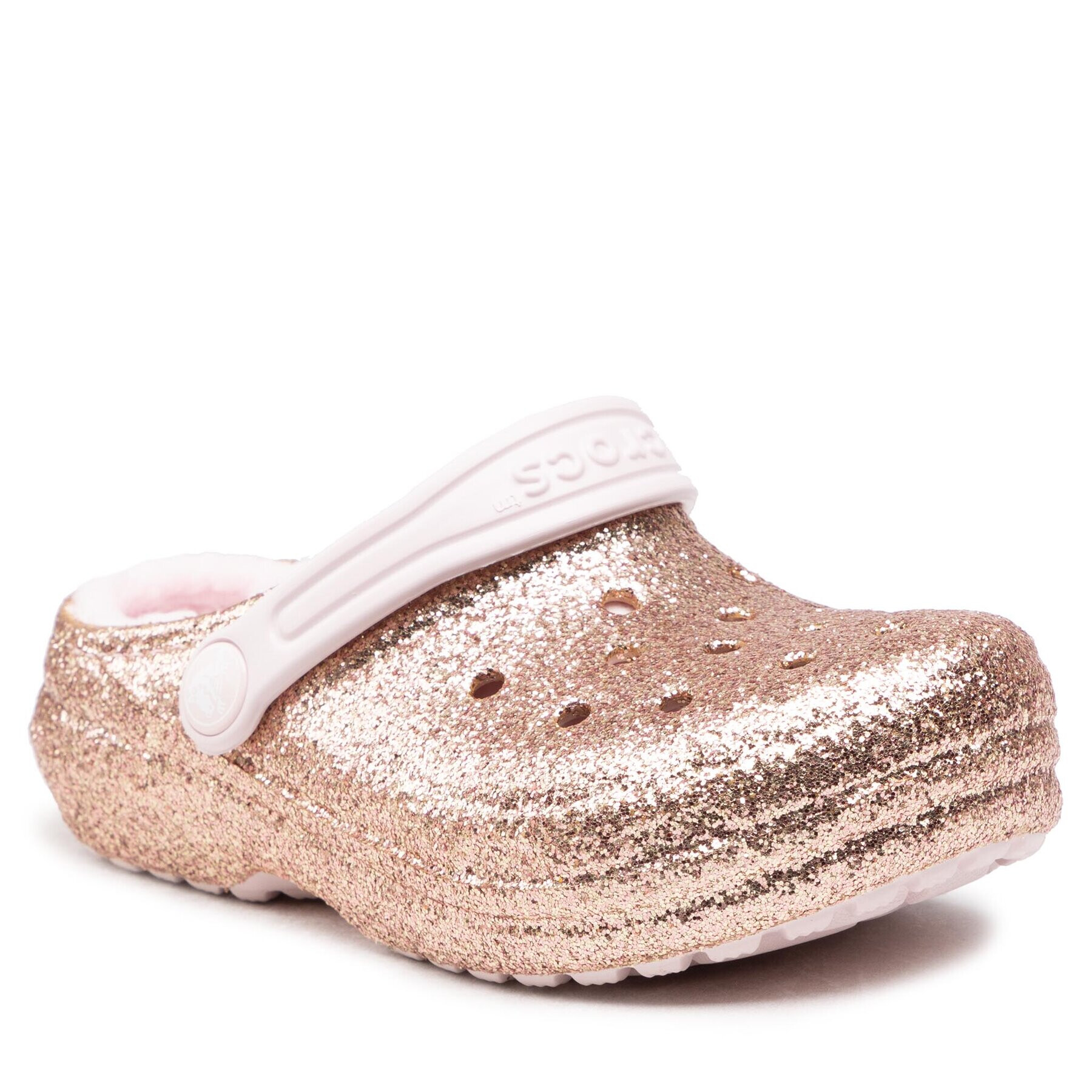 Crocs Natikači Classic Lined Glitter Clog K 207462 Zlata - Pepit.si