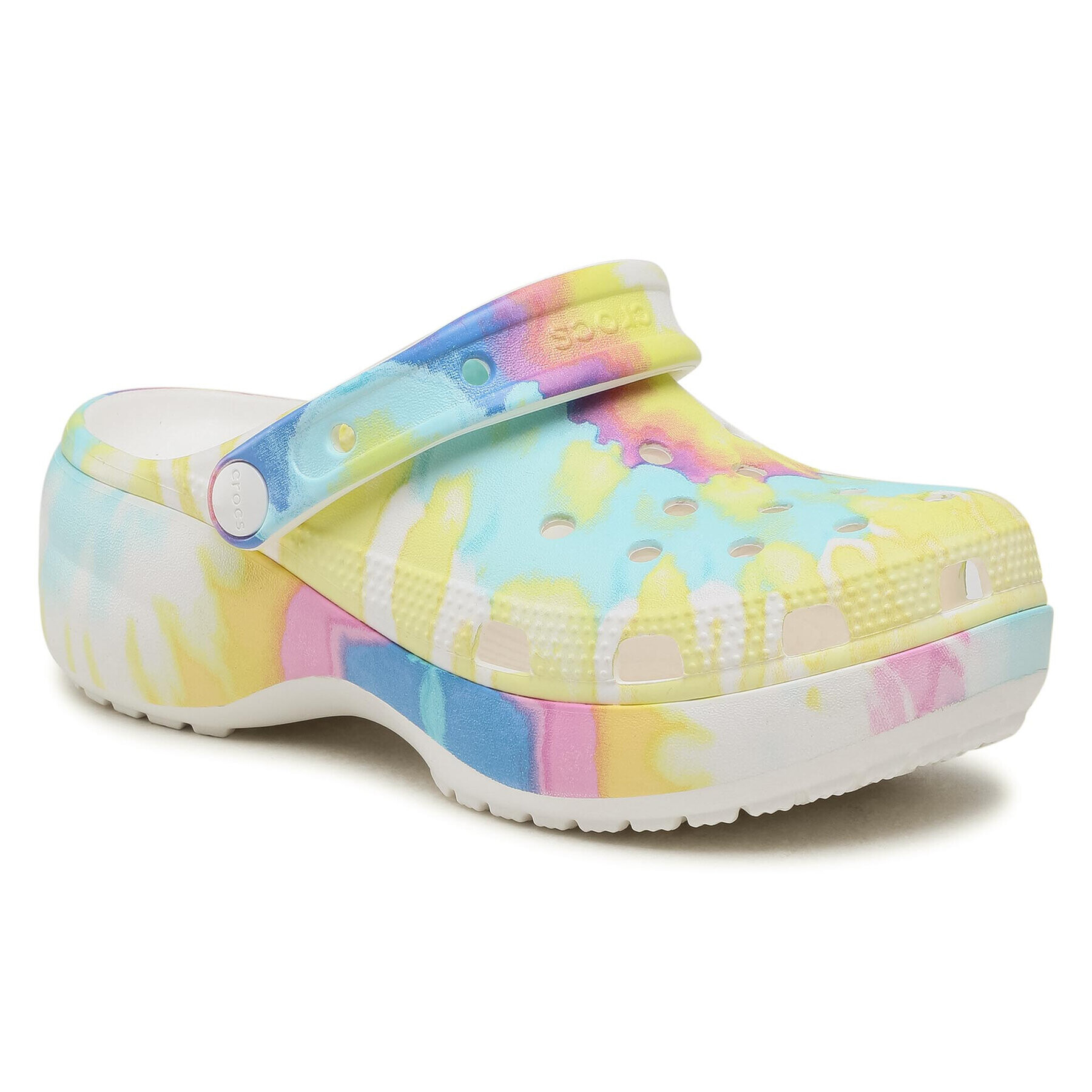 Crocs Natikači Classic Platform Tie Dye Graph Clgw 207151 Bela - Pepit.si