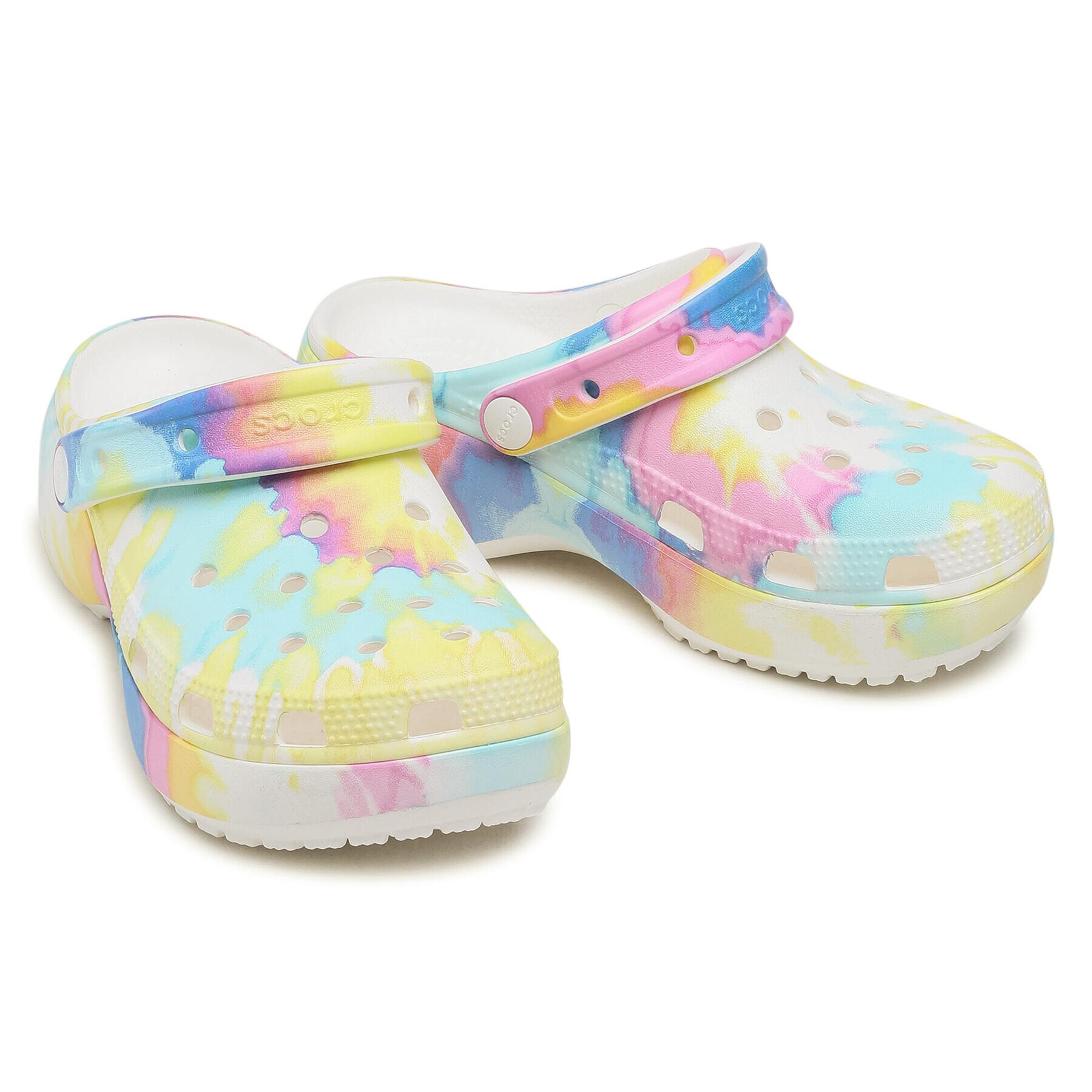 Crocs Natikači Classic Platform Tie Dye Graph Clgw 207151 Bela - Pepit.si