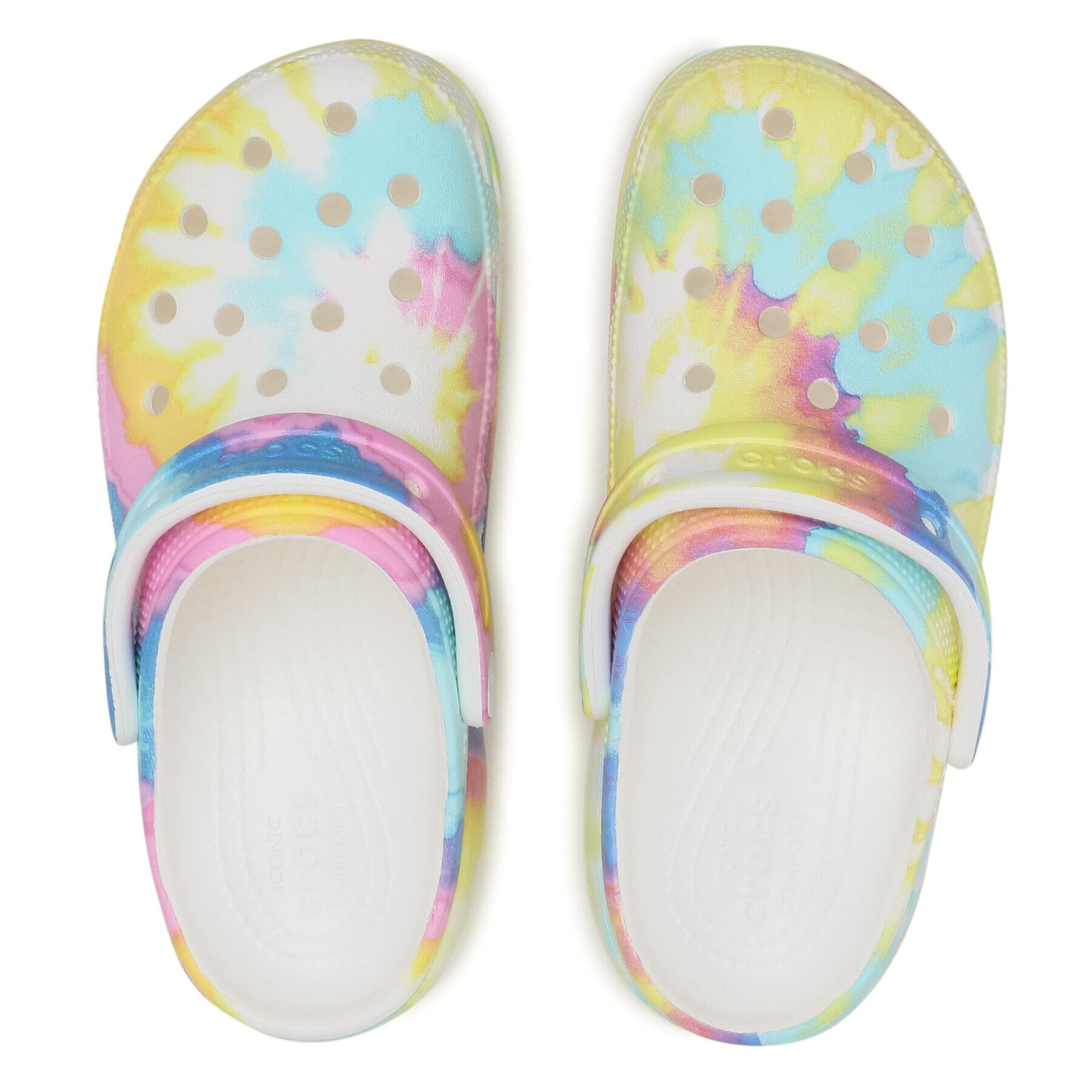 Crocs Natikači Classic Platform Tie Dye Graph Clgw 207151 Bela - Pepit.si