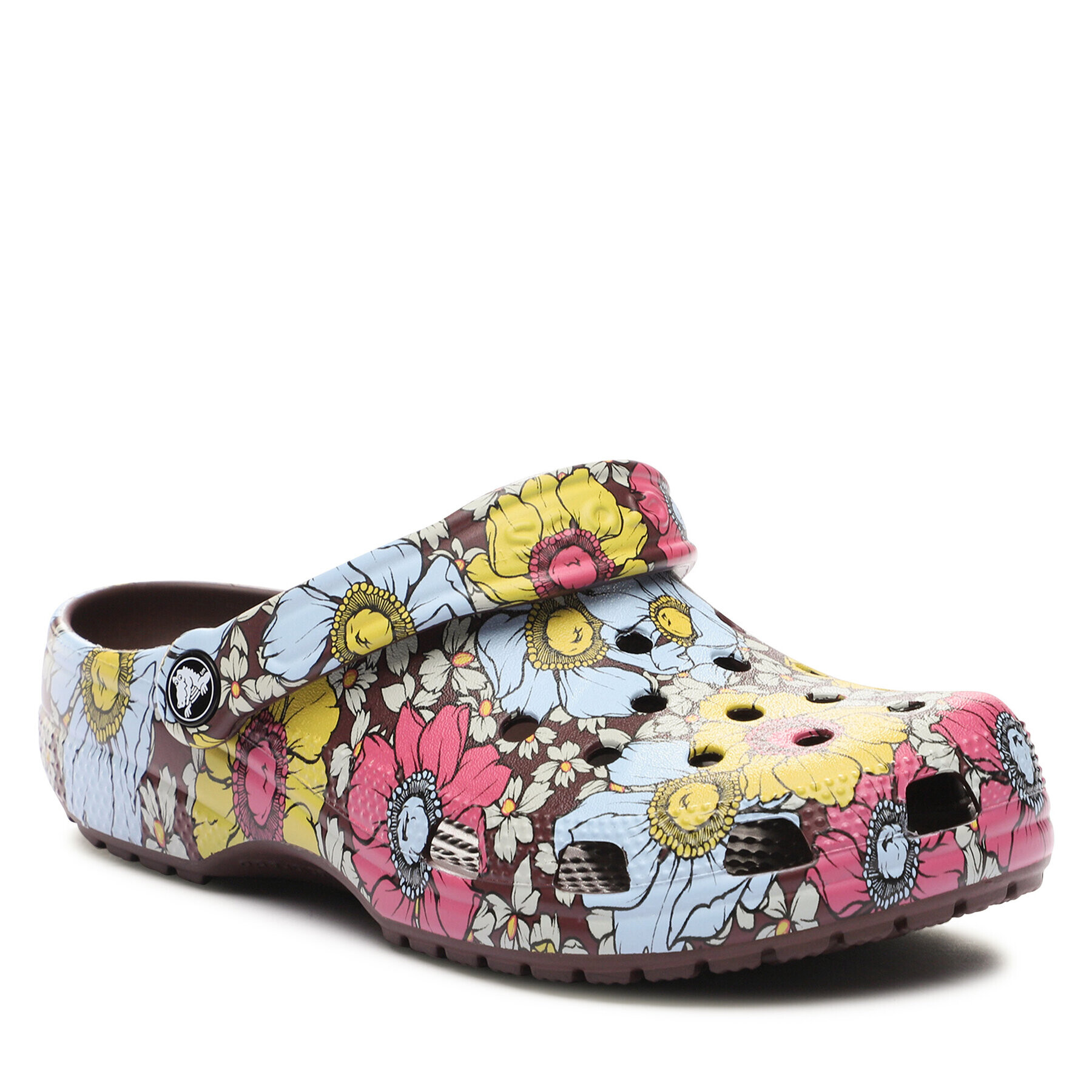 Crocs Natikači Classic Retro Floral Clog 208954 Bordo rdeča - Pepit.si