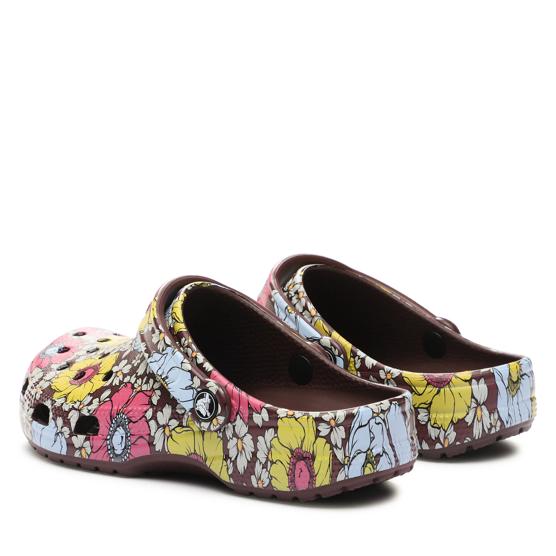 Crocs Natikači Classic Retro Floral Clog 208954 Bordo rdeča - Pepit.si