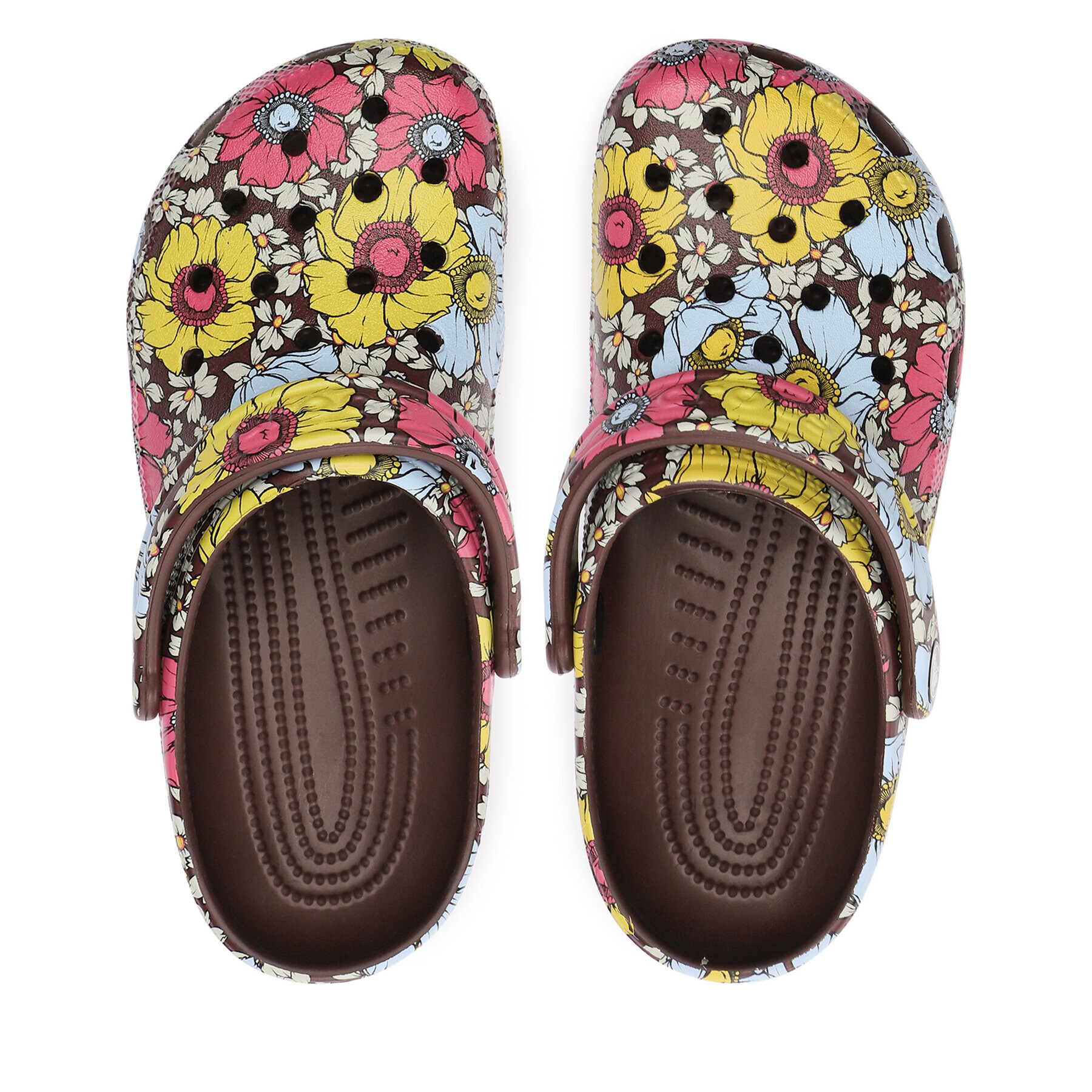 Crocs Natikači Classic Retro Floral Clog 208954 Bordo rdeča - Pepit.si