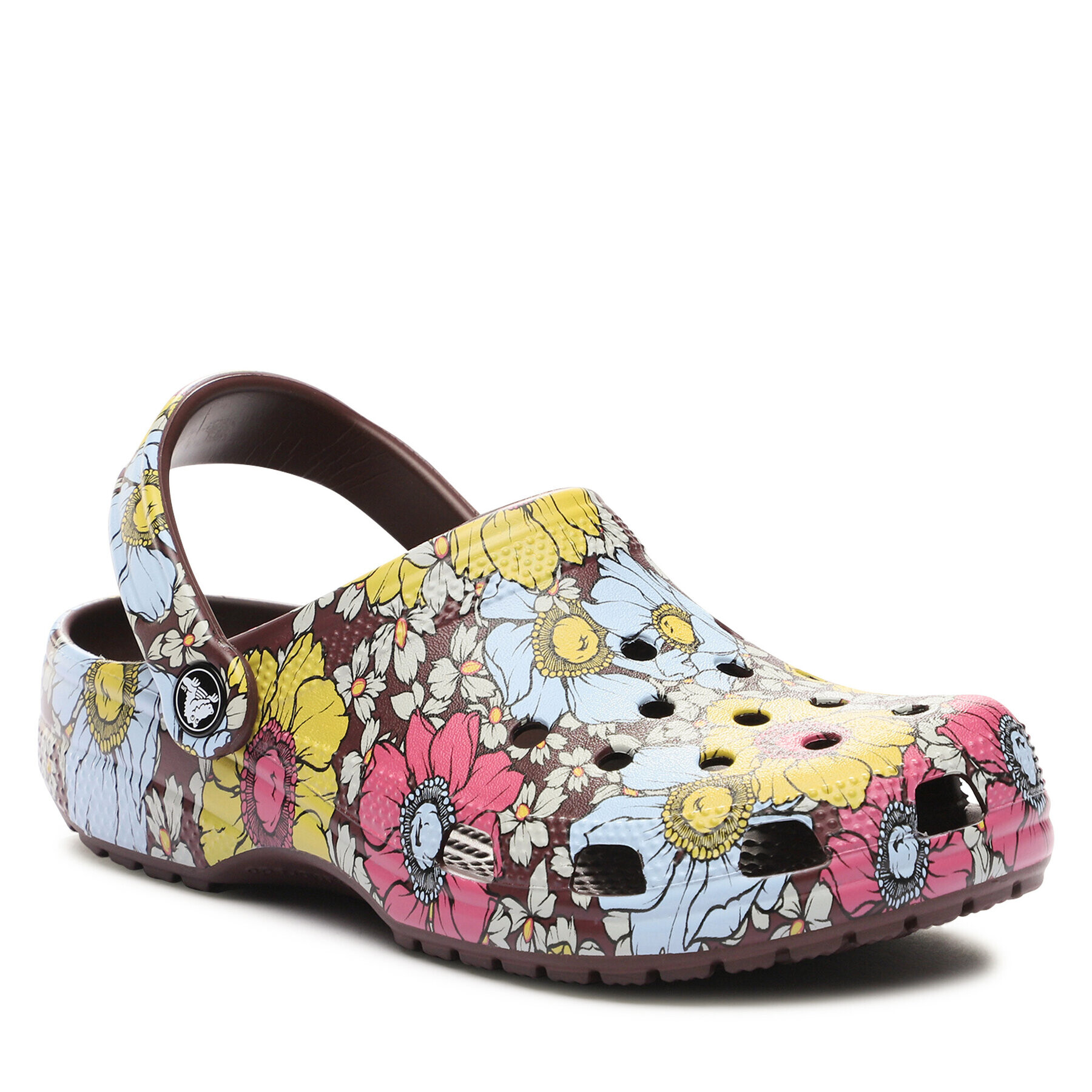 Crocs Natikači Classic Retro Floral Clog 208954 Bordo rdeča - Pepit.si