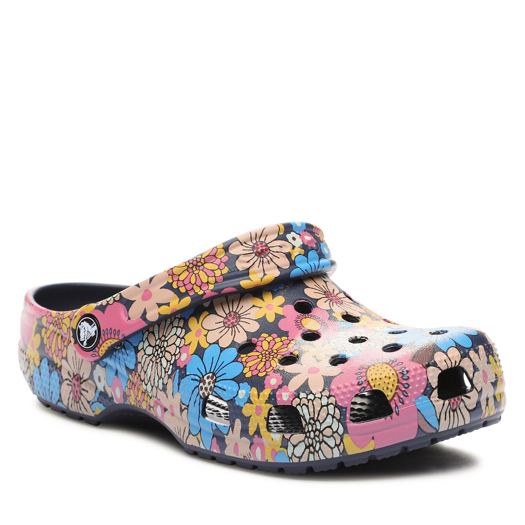 Crocs Natikači Classic Retro Floral Clog 208954 Mornarsko modra - Pepit.si