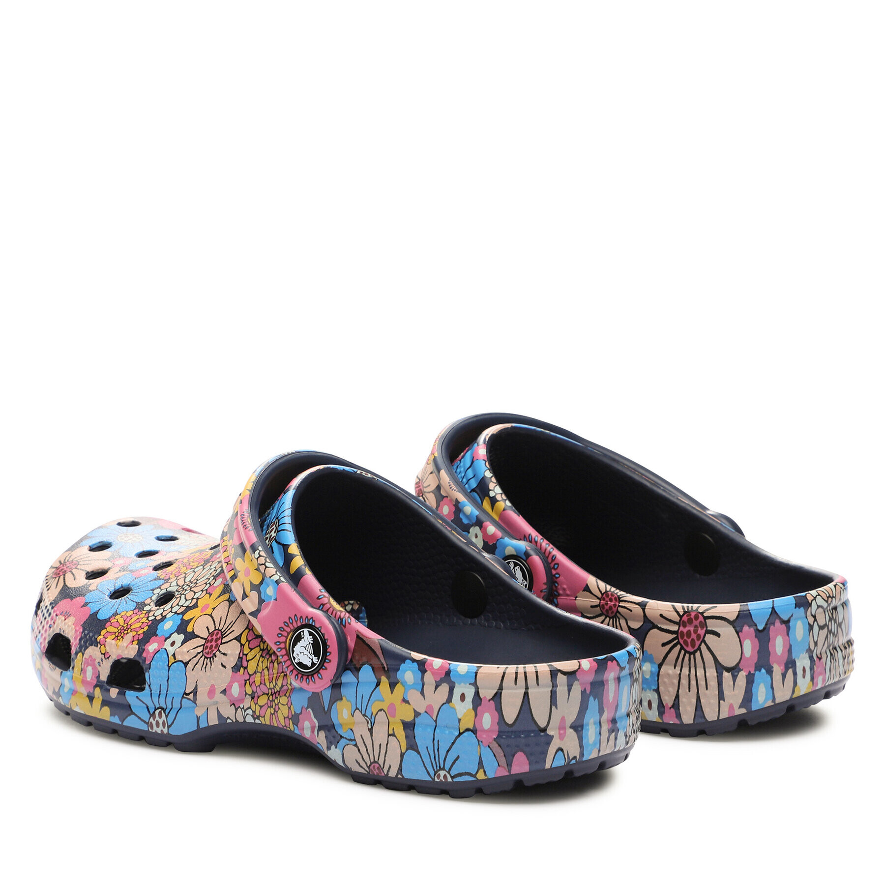 Crocs Natikači Classic Retro Floral Clog 208954 Mornarsko modra - Pepit.si