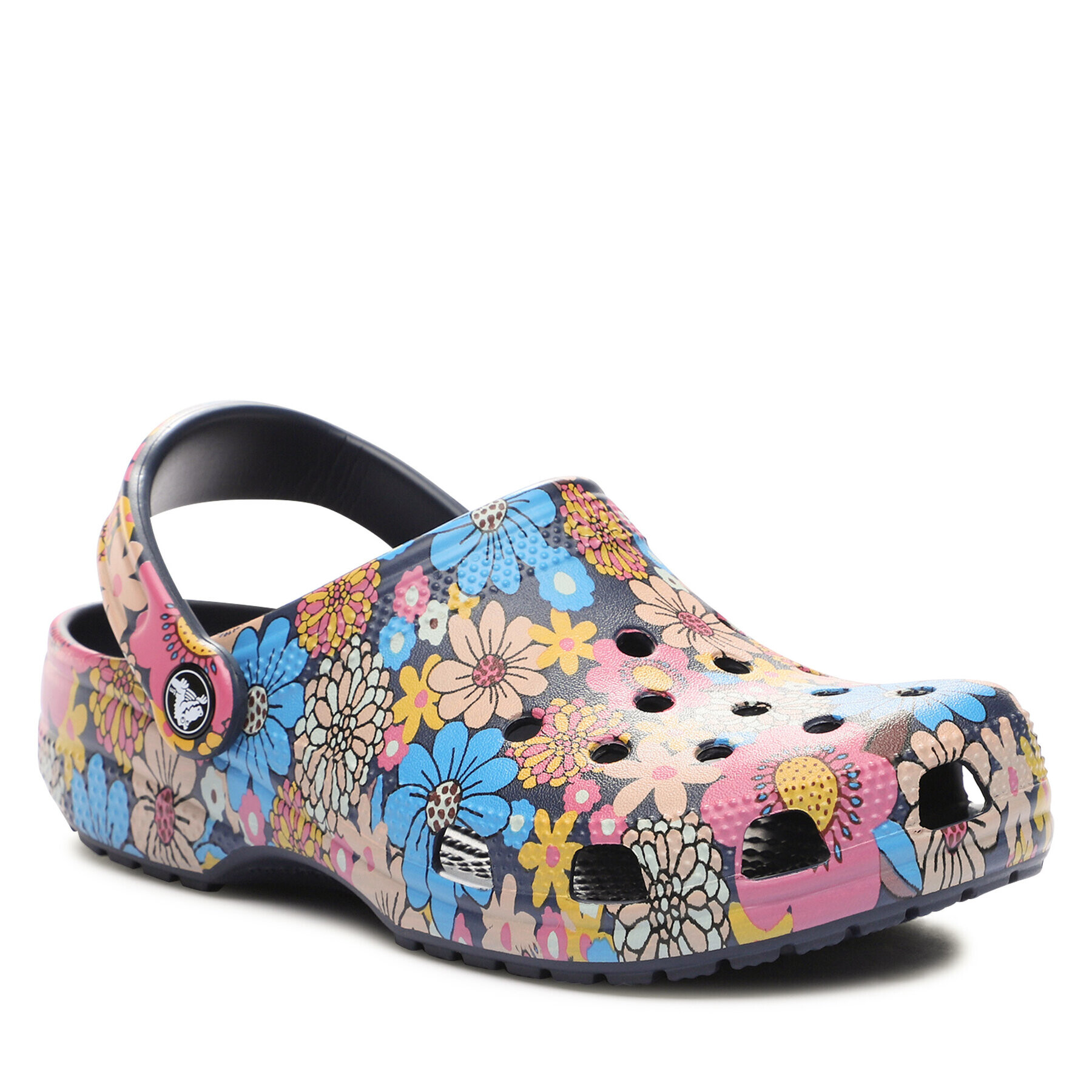 Crocs Natikači Classic Retro Floral Clog 208954 Mornarsko modra - Pepit.si