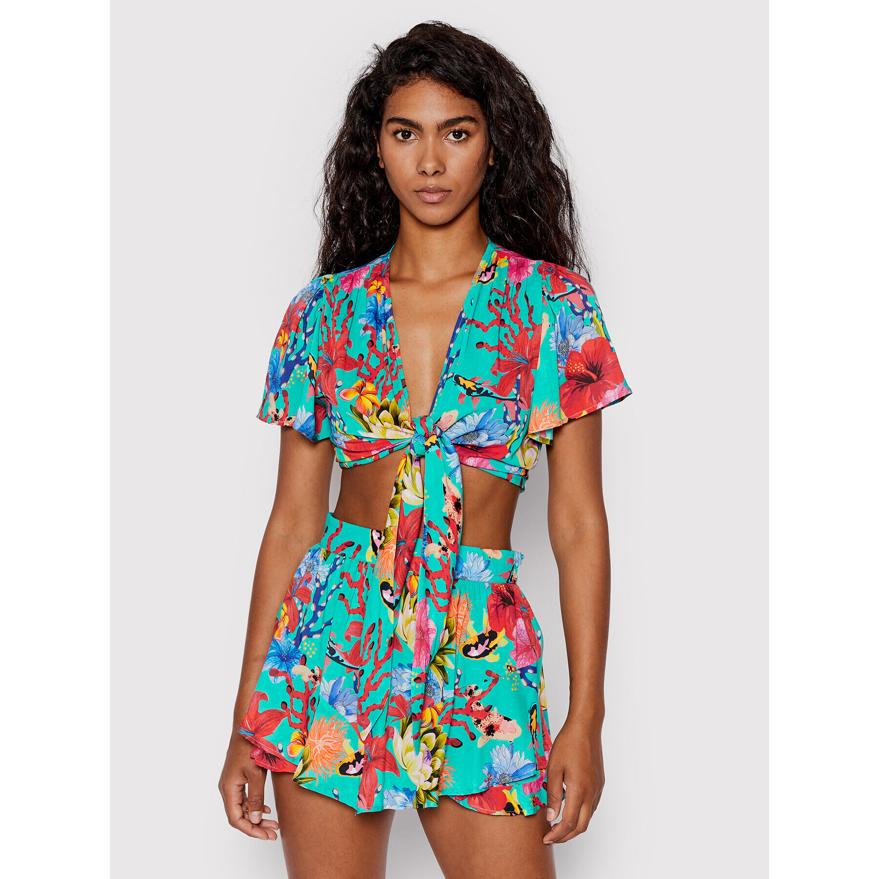 Desigual Bluza Amaranta 22SWMW14 Zelena Relaxed Fit - Pepit.si