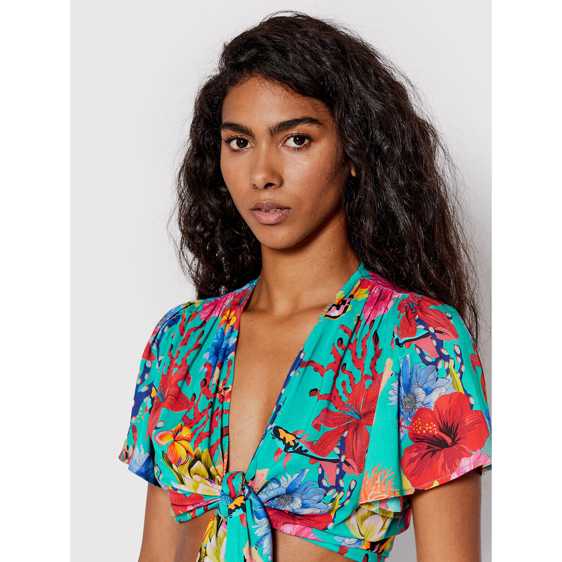 Desigual Bluza Amaranta 22SWMW14 Zelena Relaxed Fit - Pepit.si