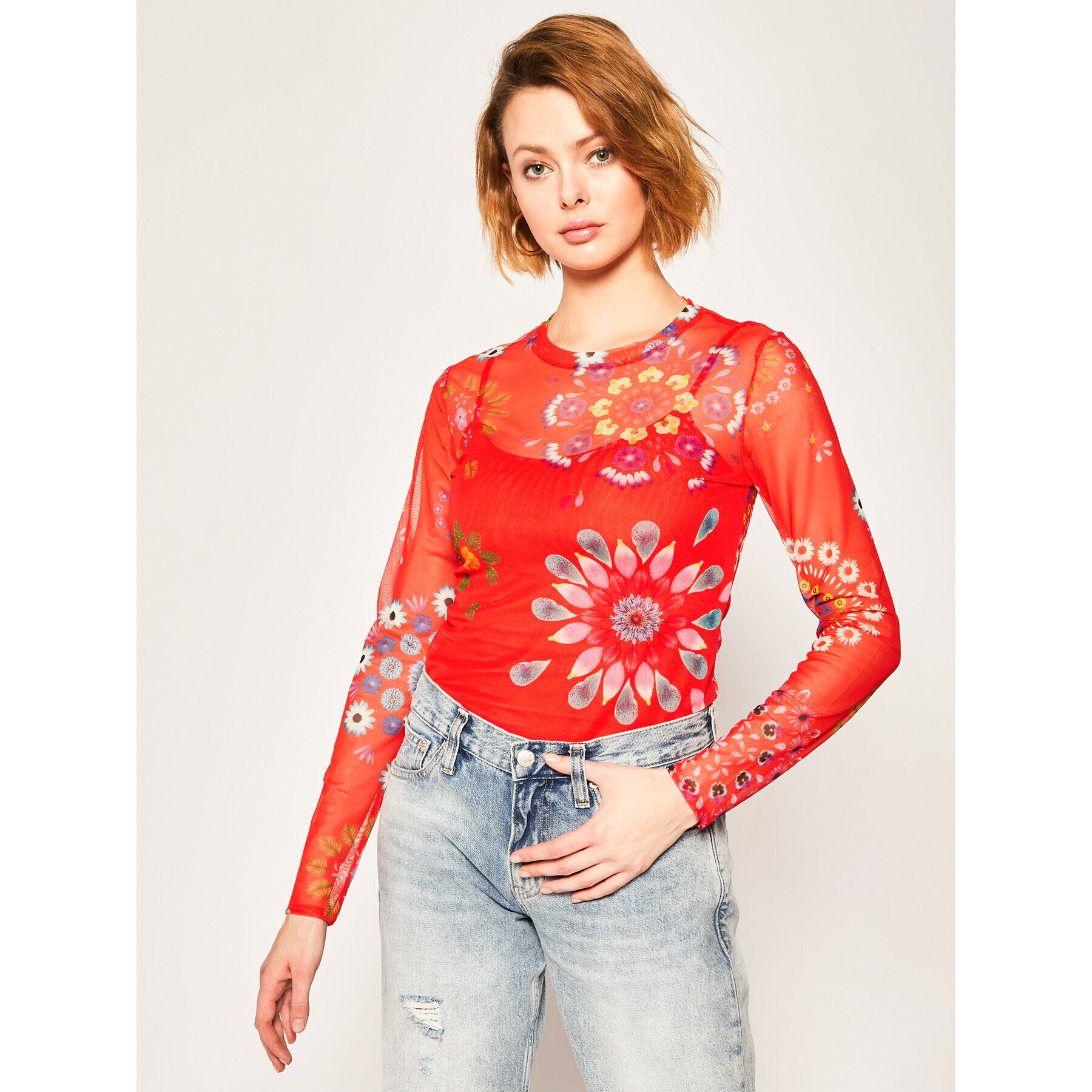 Desigual Bluza Cracovia 20SWTKB5 Rdeča Regular Fit - Pepit.si