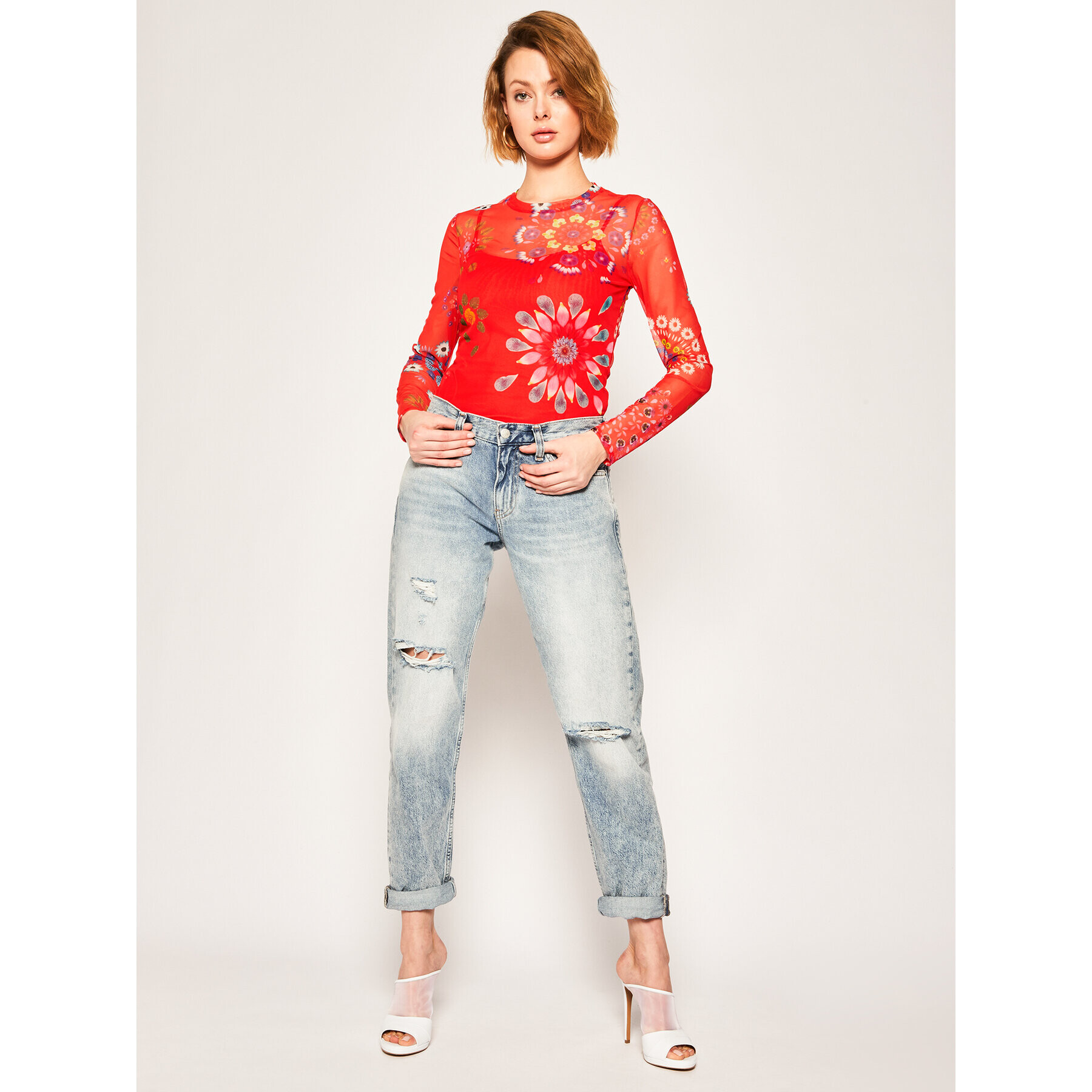 Desigual Bluza Cracovia 20SWTKB5 Rdeča Regular Fit - Pepit.si