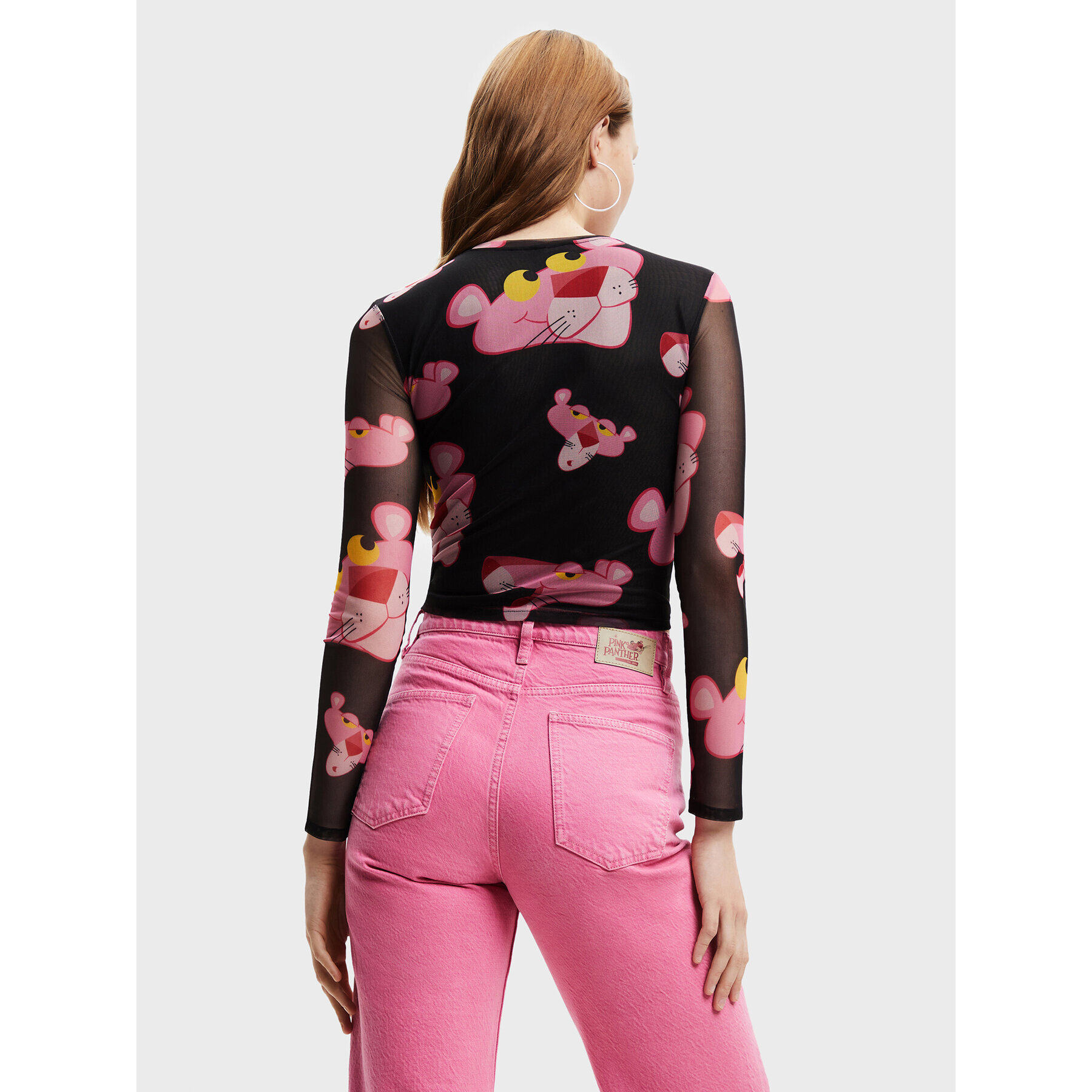 Desigual Bluza PINK PANTHER Pink Panther 22WWTK67 Črna Slim Fit - Pepit.si