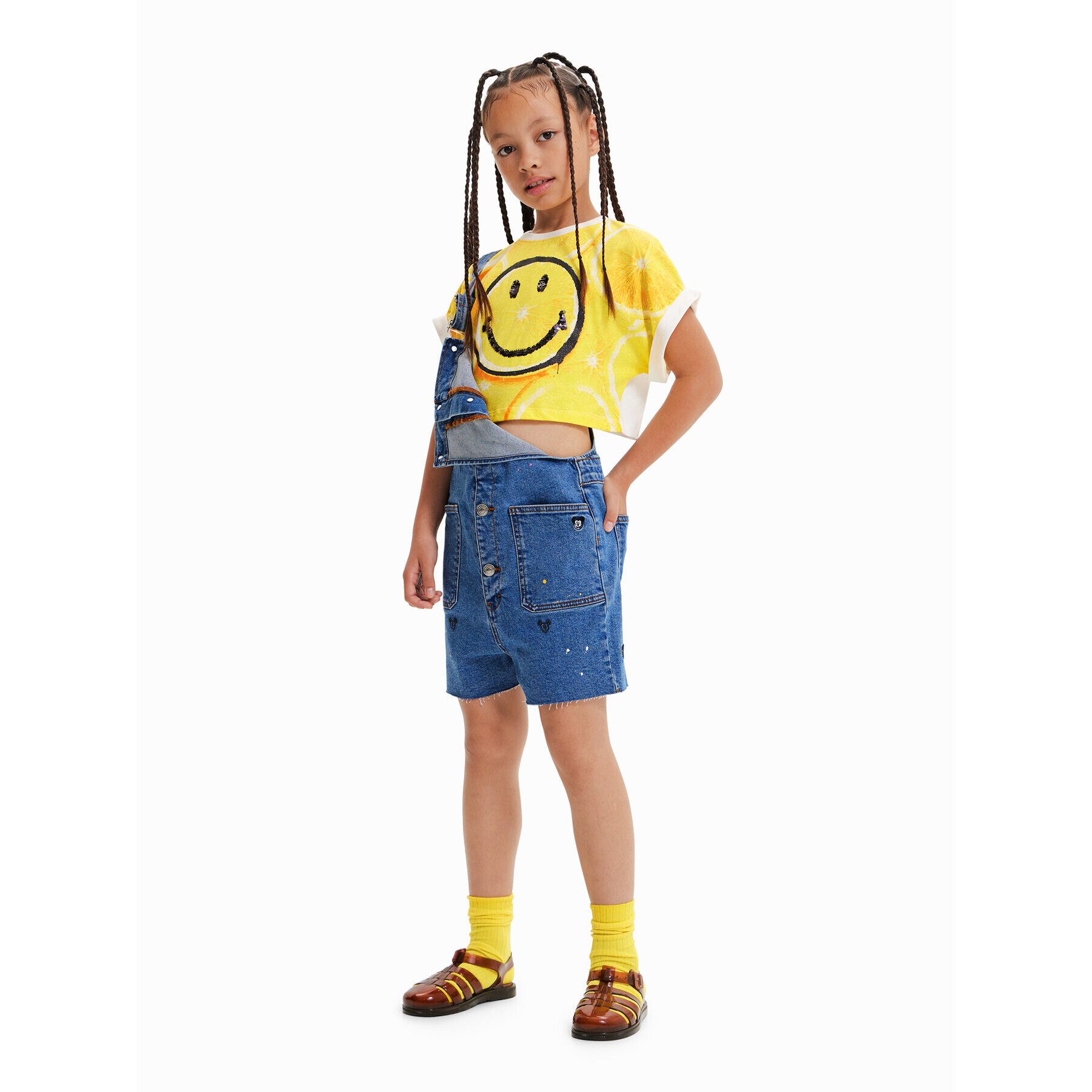 Desigual Majica SMILEY WORLD 23SGTK23 Rumena Flare Fit - Pepit.si