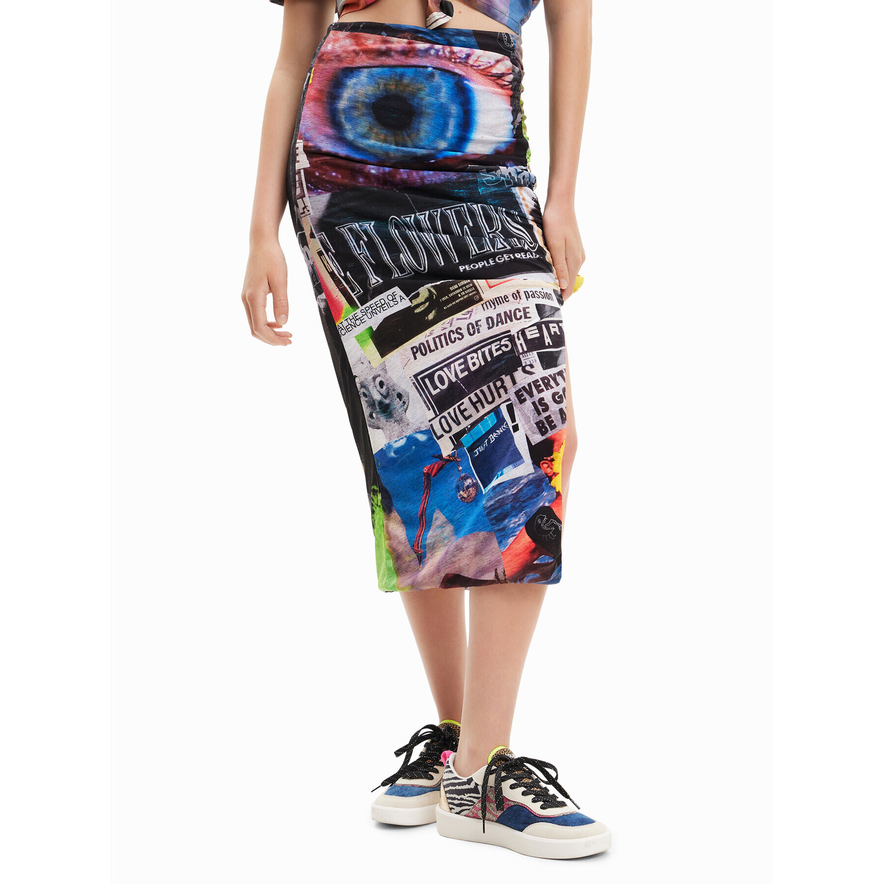 Desigual Midi krilo Posters 23SWFK09 Pisana Slim Fit - Pepit.si