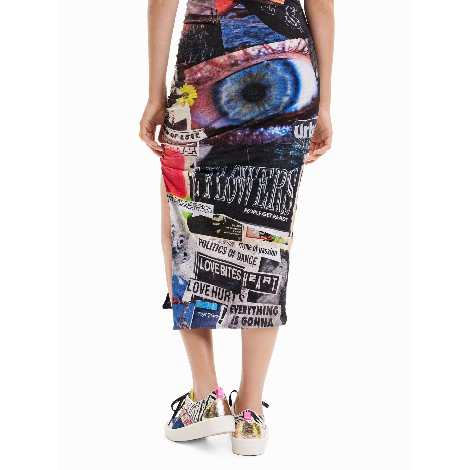 Desigual Midi krilo Posters 23SWFK09 Pisana Slim Fit - Pepit.si