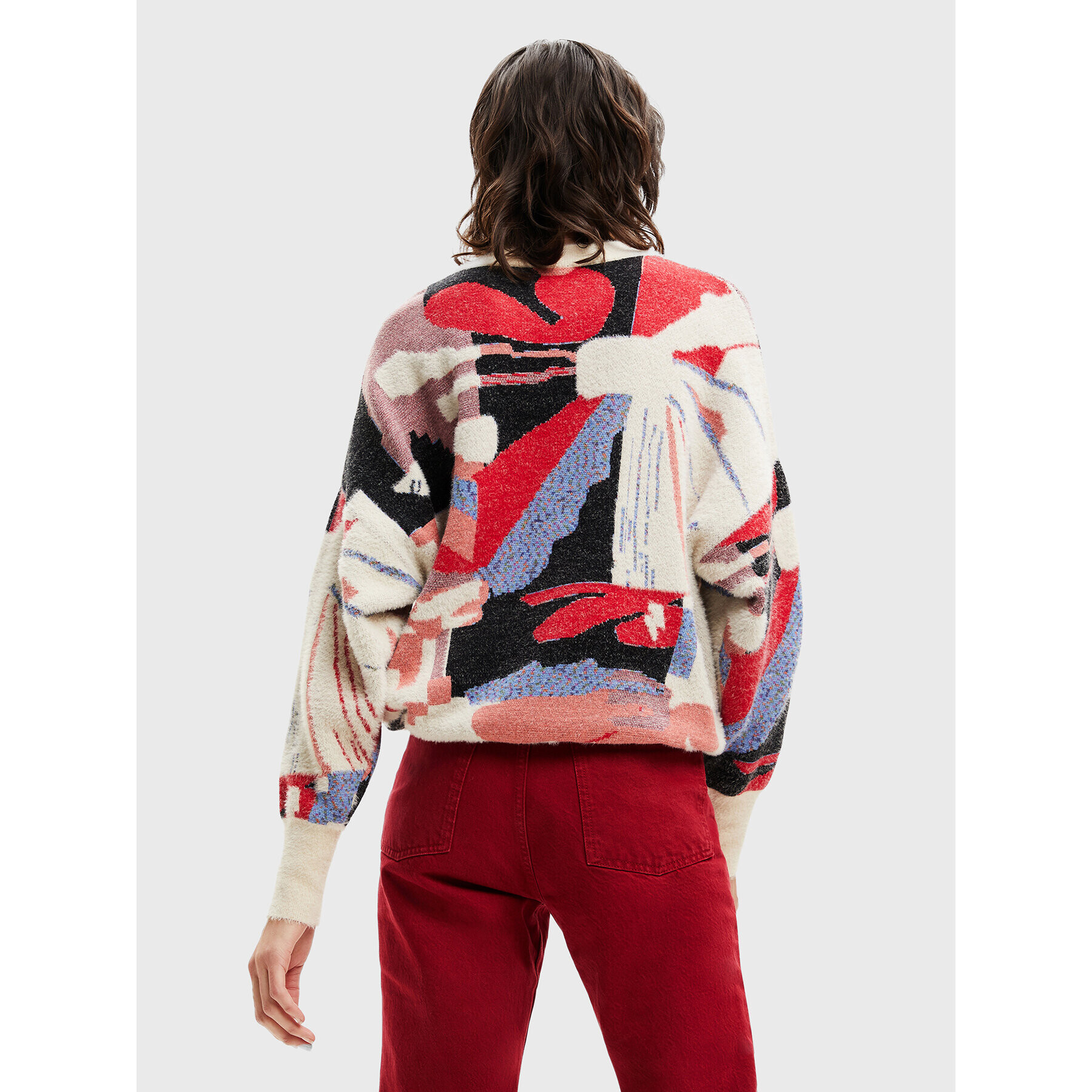 Desigual Pulover Sun 22WWJF45 Bež Oversize - Pepit.si