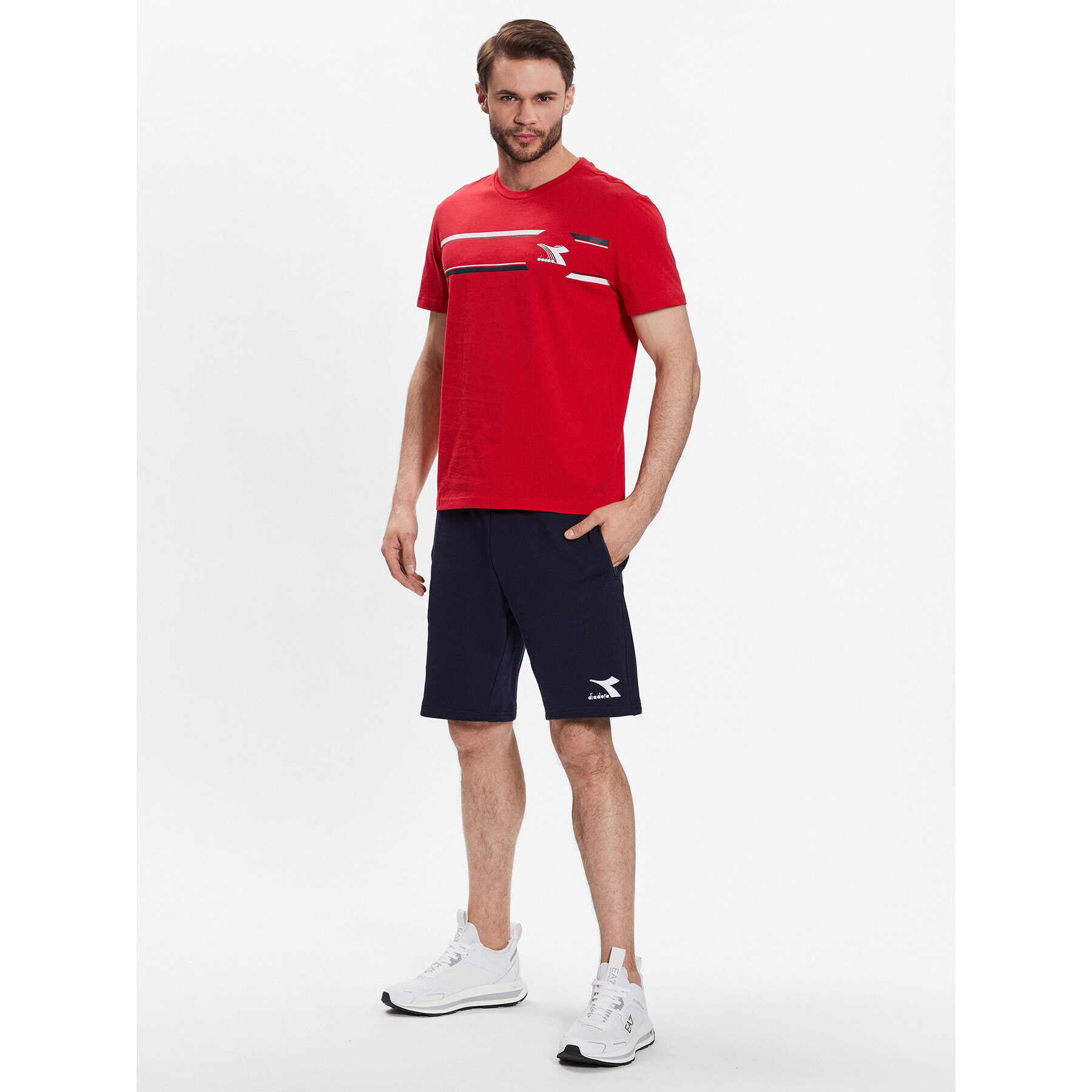 Diadora Majica Logo 102.179311 Rdeča Regular Fit - Pepit.si