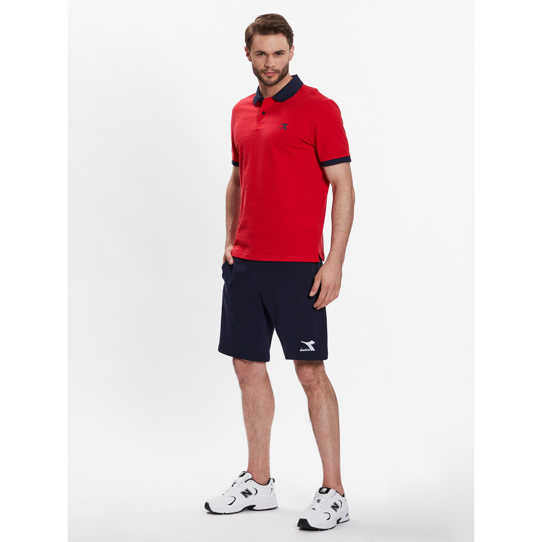 Diadora Polo majica Core 102.179369 Rdeča Regular Fit - Pepit.si