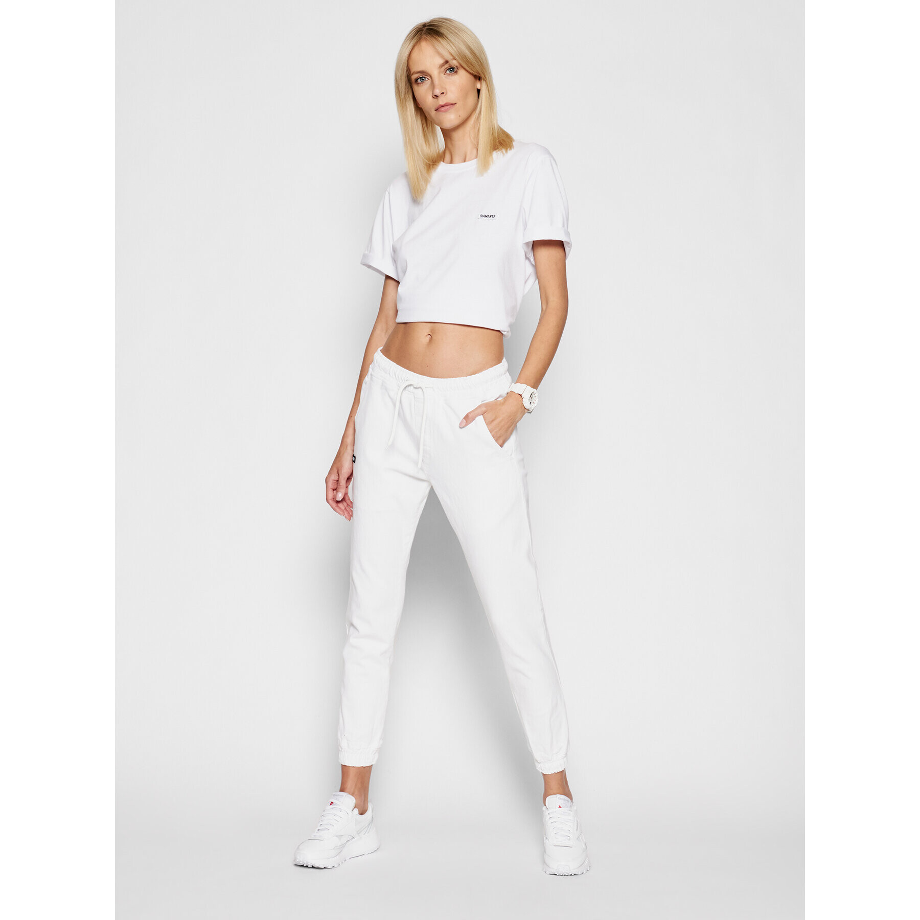 Diamante Wear Jogging hlače Unisex Classic 4054 Bela Regular Fit - Pepit.si