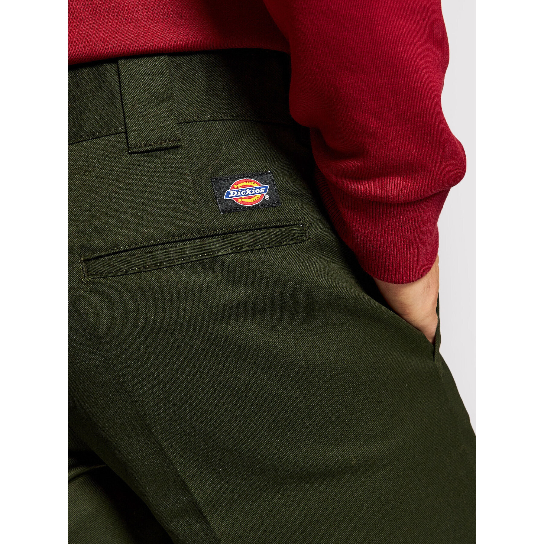 Dickies Hlače iz tkanine Straight Work DK0WP873 Zelena Slim Fit - Pepit.si