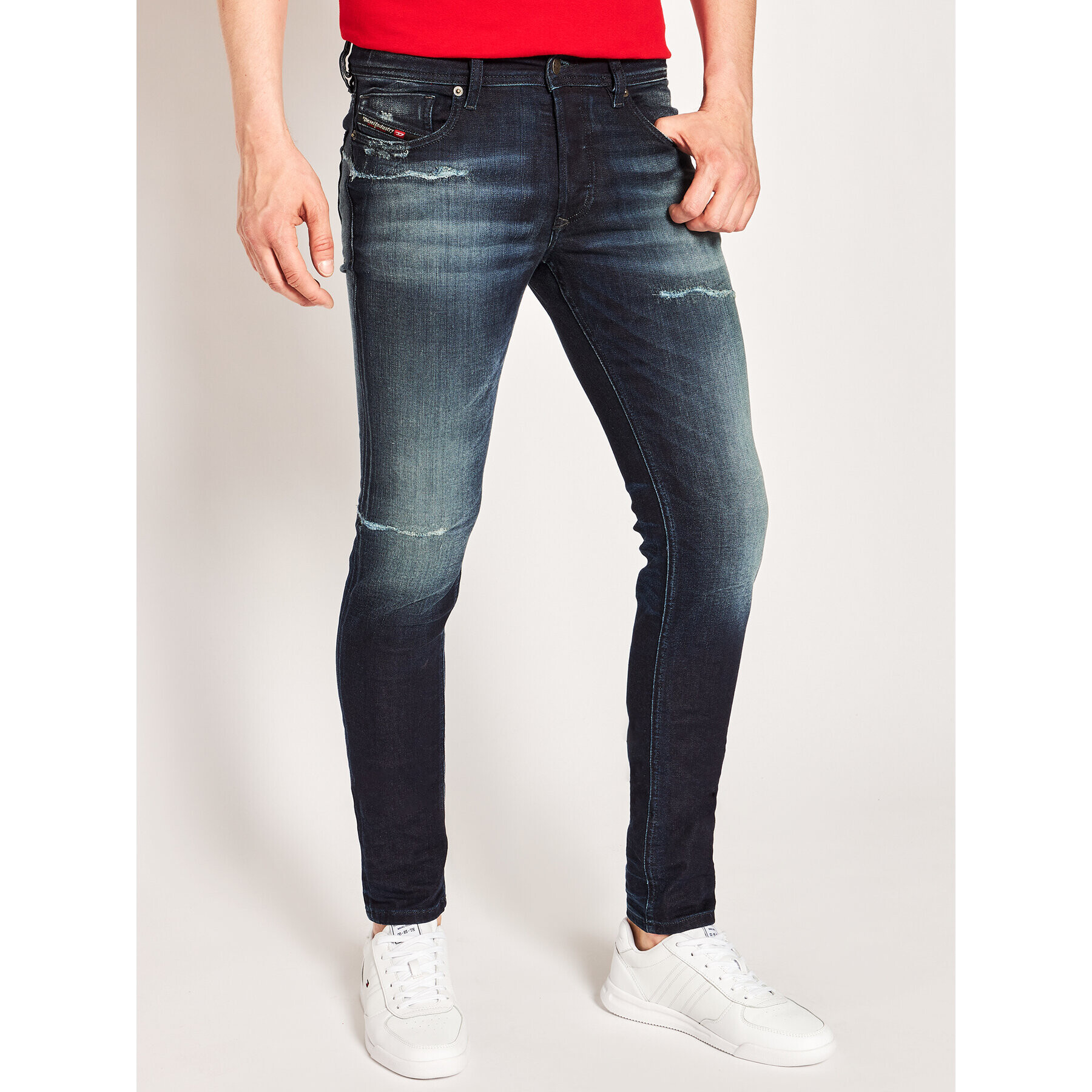 Diesel Jeans hlače Sleenker 00SWJF 0097P Mornarsko modra Skinny Fit - Pepit.si