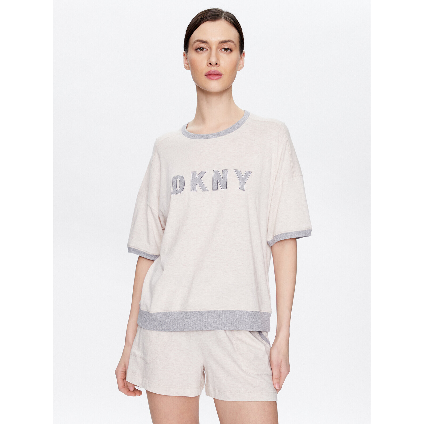 DKNY Pižama YI3919259 Écru Regular Fit - Pepit.si