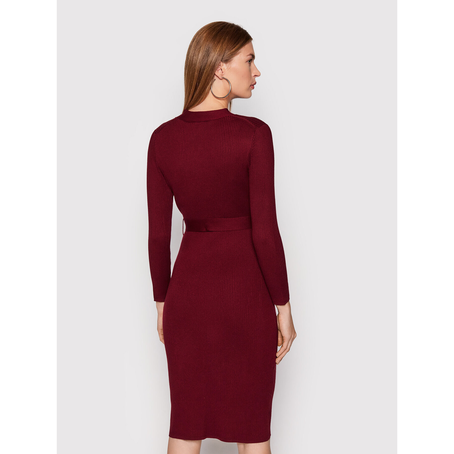 DKNY Pletena obleka DD1HN931 Bordo rdeča Slim Fit - Pepit.si