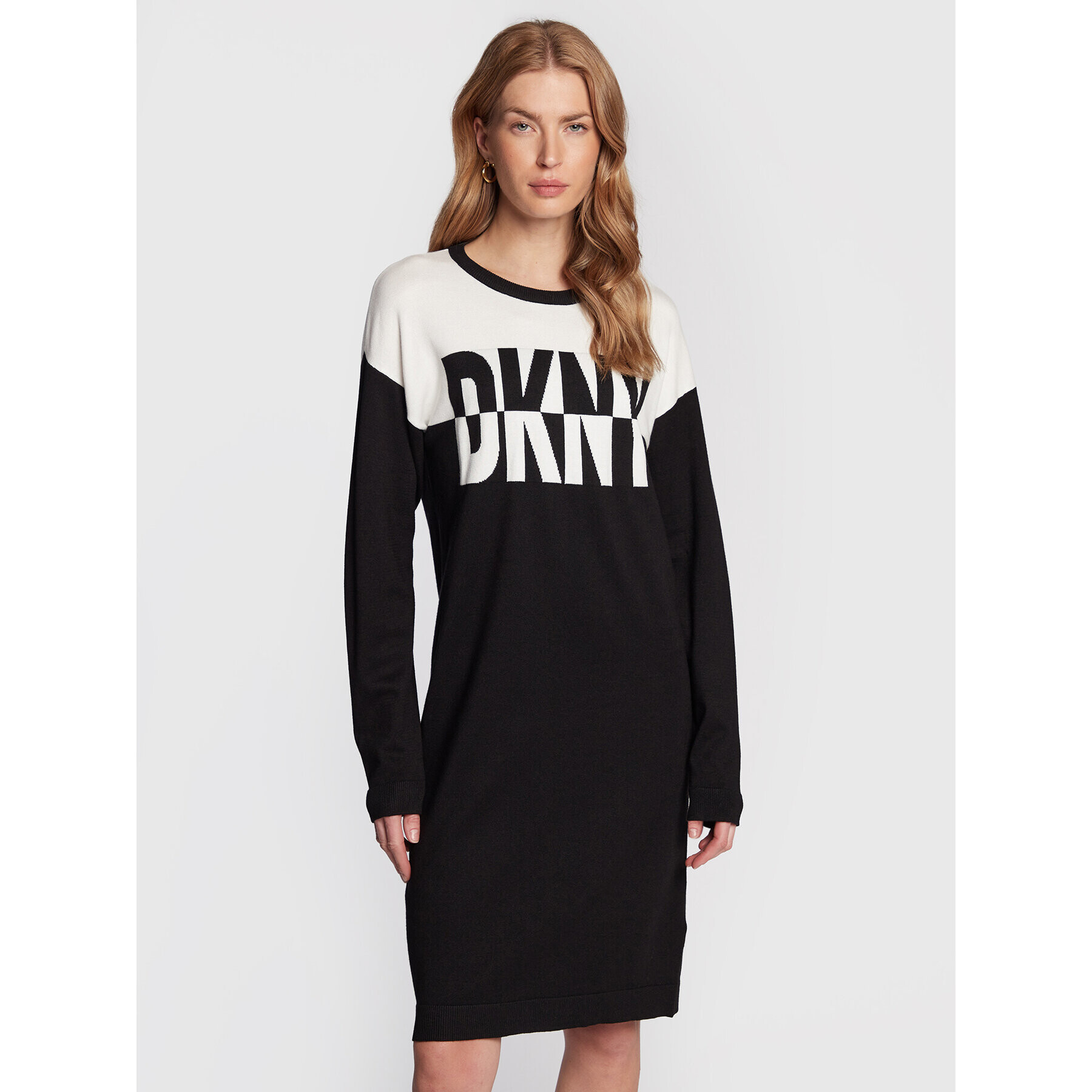 DKNY Pletena obleka DD2GN305 Črna Regular Fit - Pepit.si