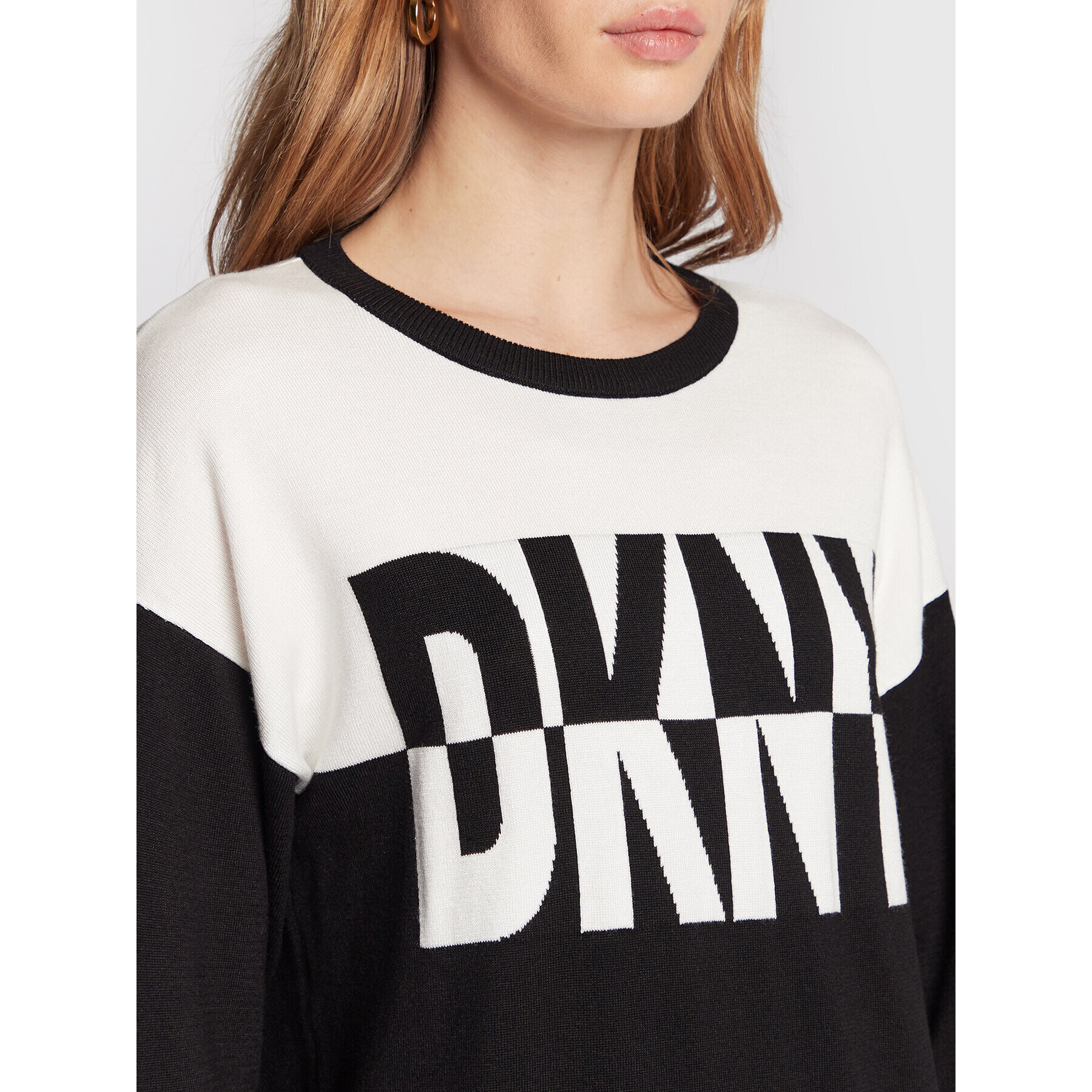 DKNY Pletena obleka DD2GN305 Črna Regular Fit - Pepit.si