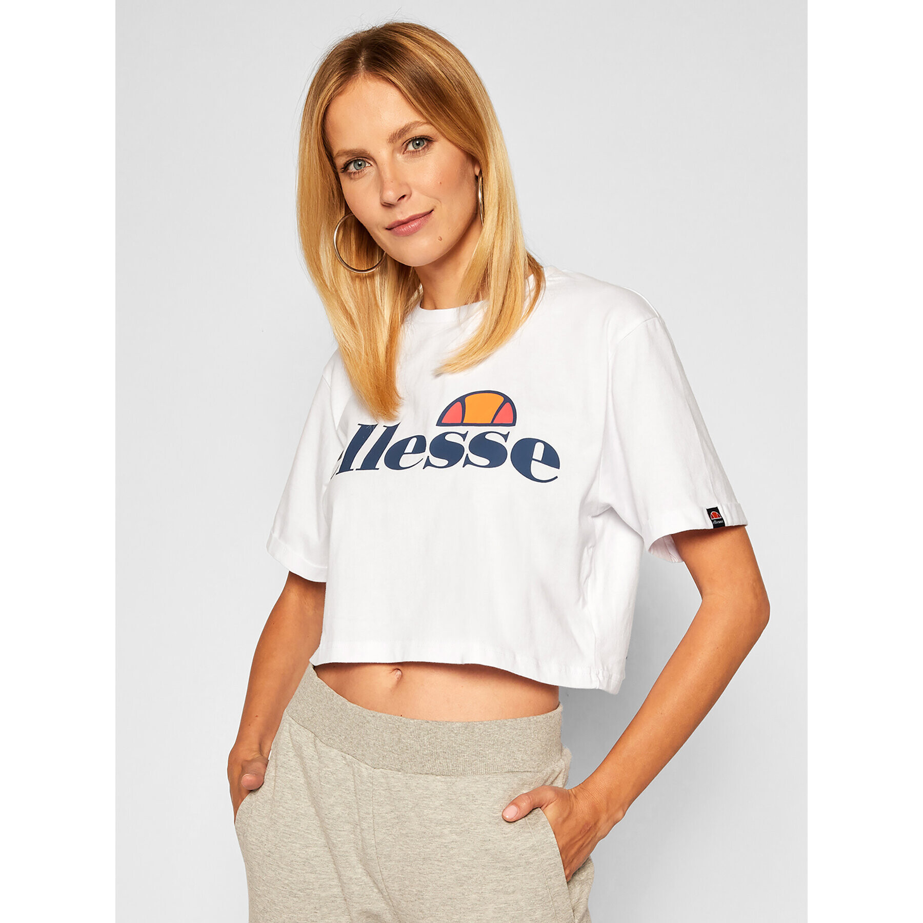 Ellesse Majica Alberta SGS04484 Bela Cropped Fit - Pepit.si