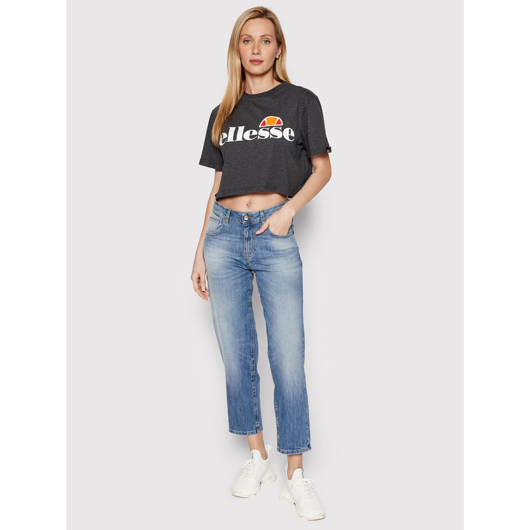 Ellesse Majica Alberta SGS04484 Siva Cropped Fit - Pepit.si