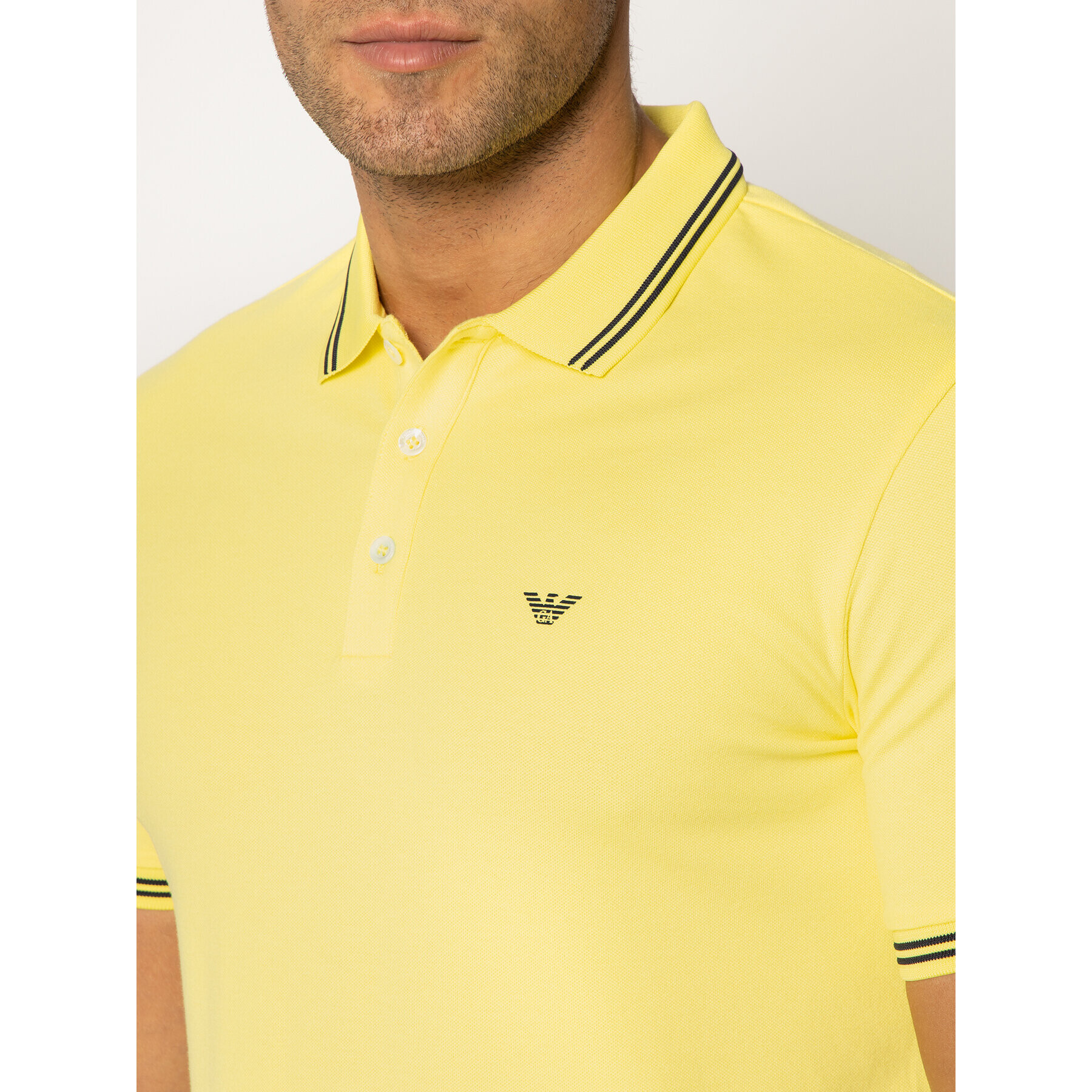 Emporio Armani Polo majica 8N1F2B 1JPTZ 0255 Rumena Slim Fit - Pepit.si