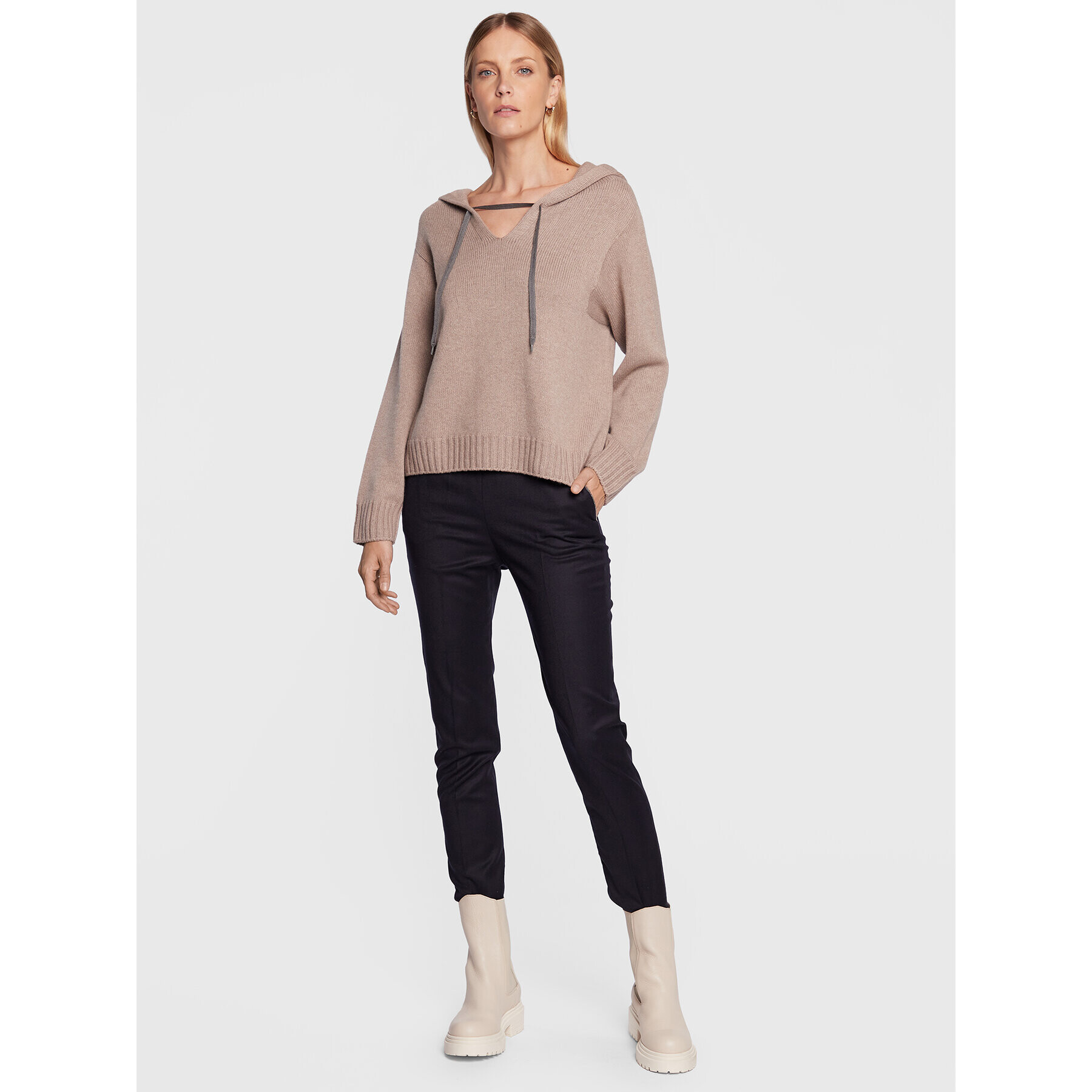 Fabiana Filippi Pulover MAD222W069 Bež Oversize - Pepit.si