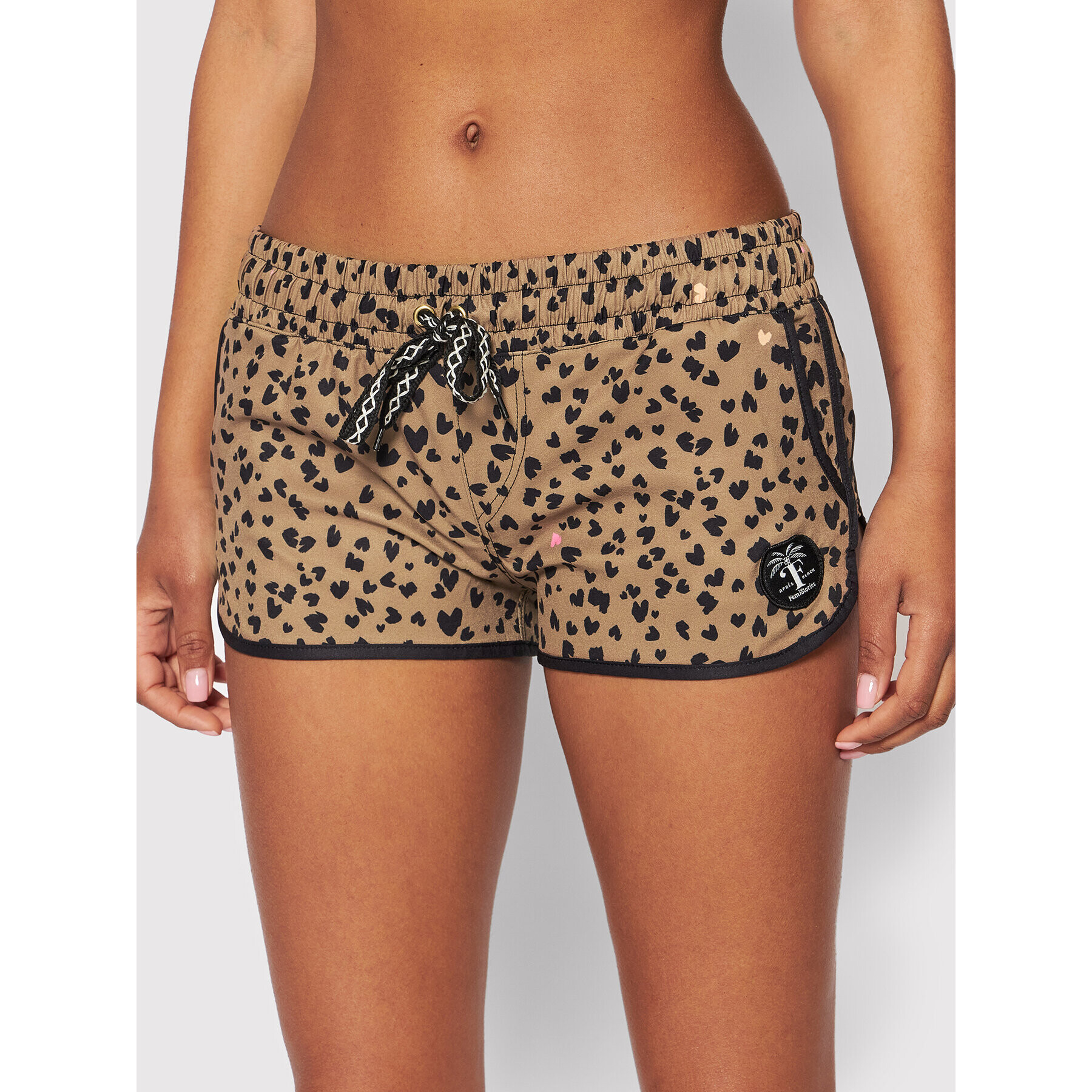 Femi Stories Kratke hlače za na plažo Lili Brown Leopard Rjava Regular Fit - Pepit.si